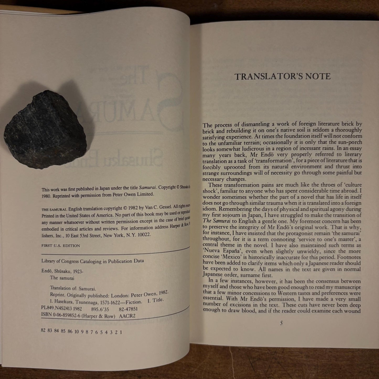 First American Printing - The Samurai / Shusaku Endo (1982) Vintage Hardcover Book