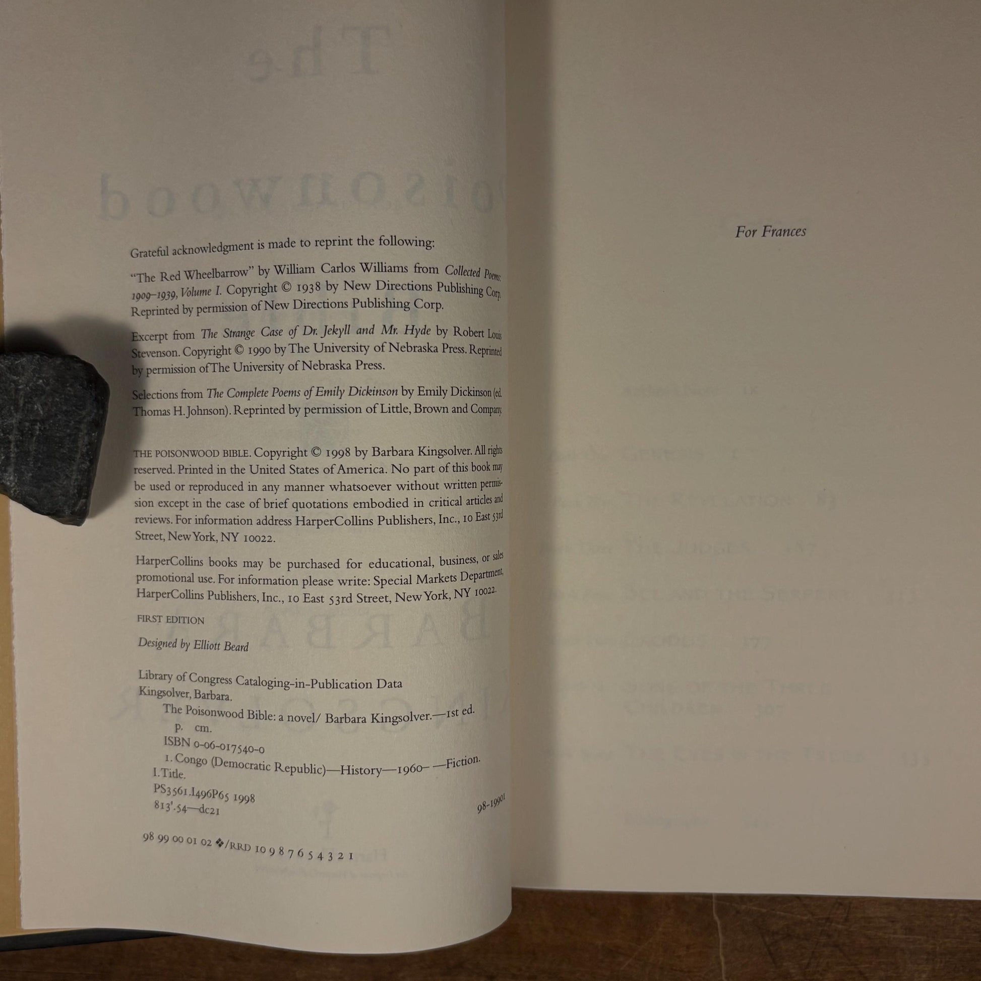 First Printing - The Poisonwood Bible: A Novel / Barbara Kingsolver (1998) Vintage Hardcover Book