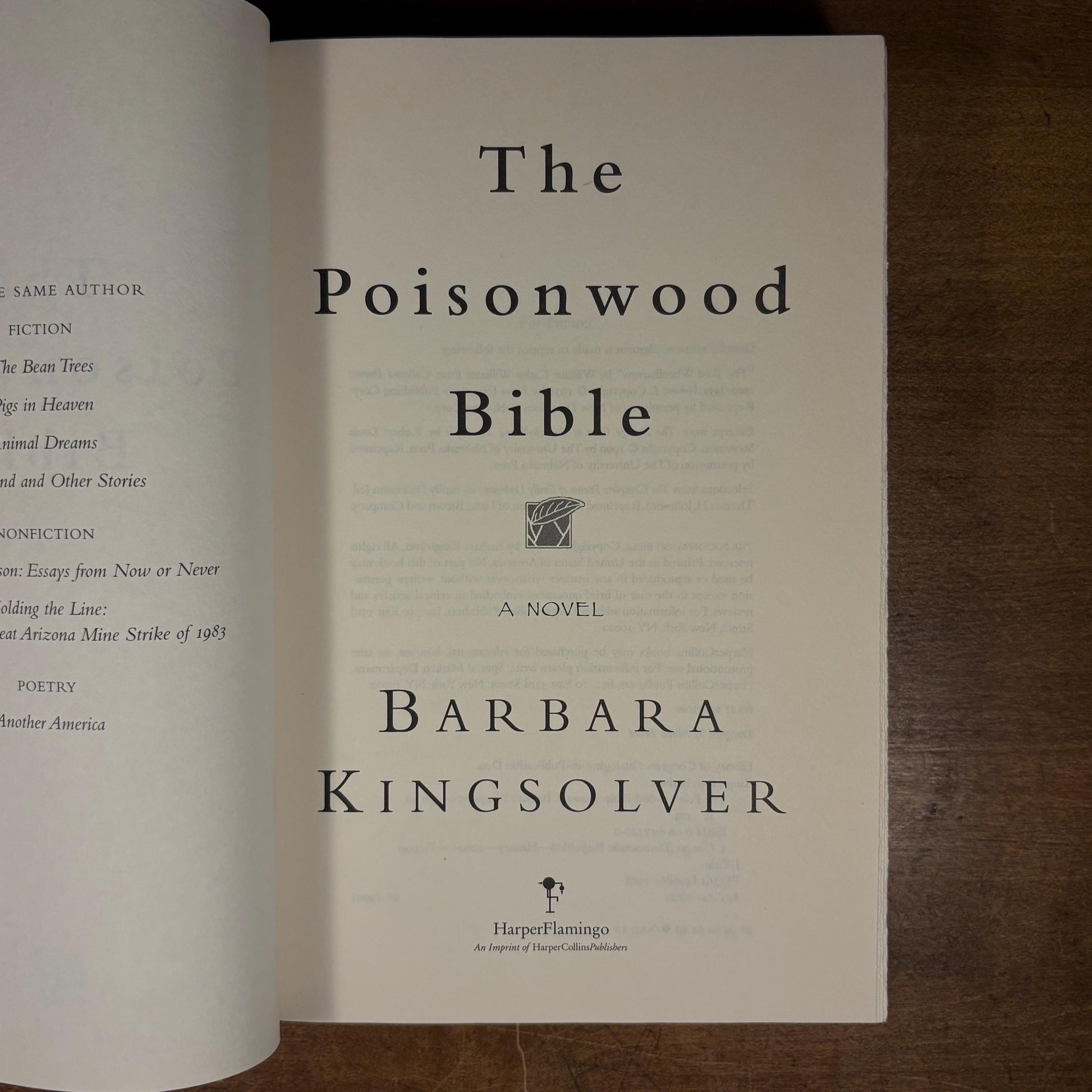 First Printing - The Poisonwood Bible: A Novel / Barbara Kingsolver (1998) Vintage Hardcover Book