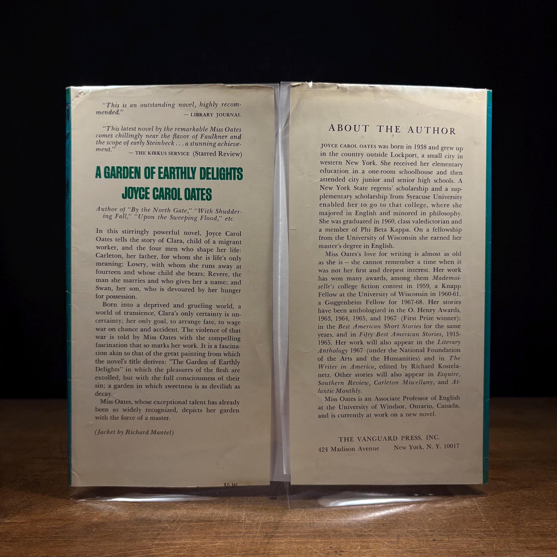 Signed First Printing - A Garden of Earthly Delights / Joyce Carol Oates (1967) Vintage Hardcover Book