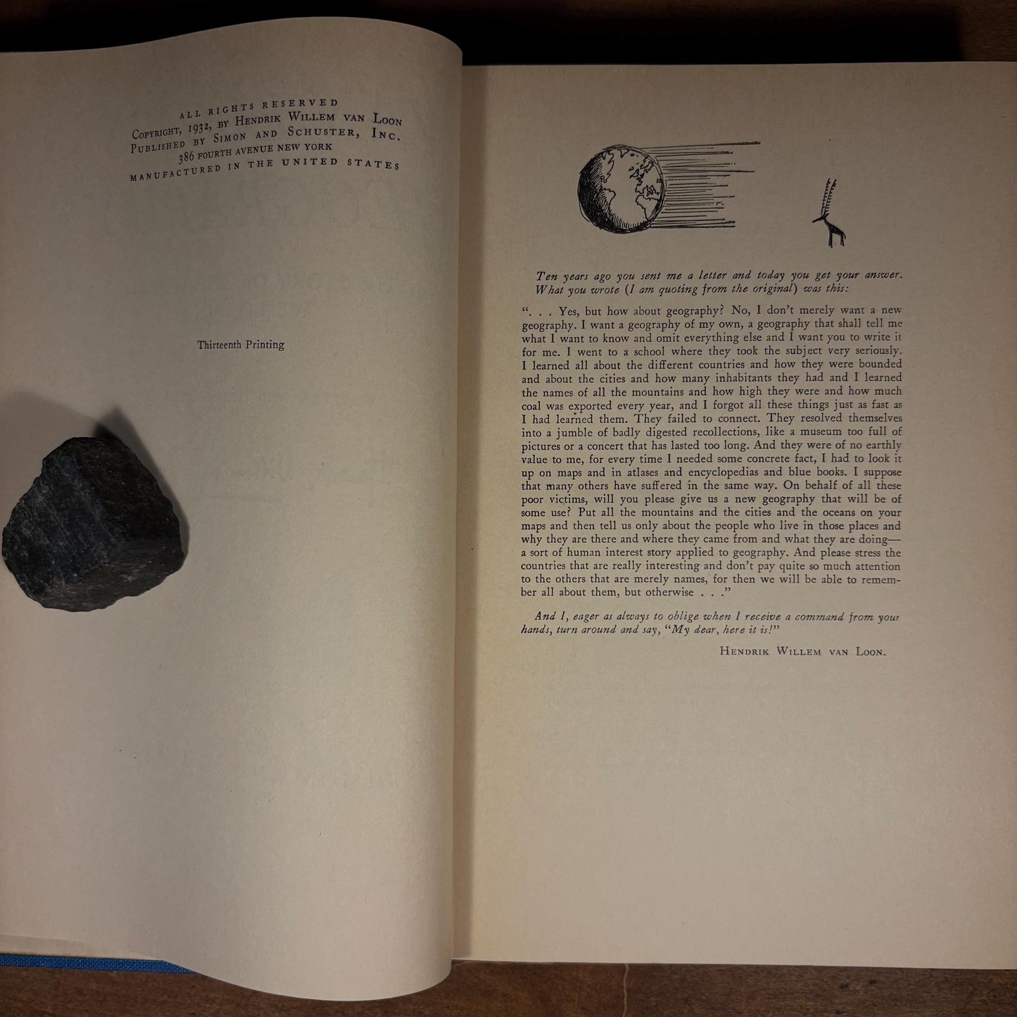 Early Printing - Van Loon’s Geography: The Story of the World We Live In / Hendrik Willem Van Loon (1937) Vintage Hardcover Book