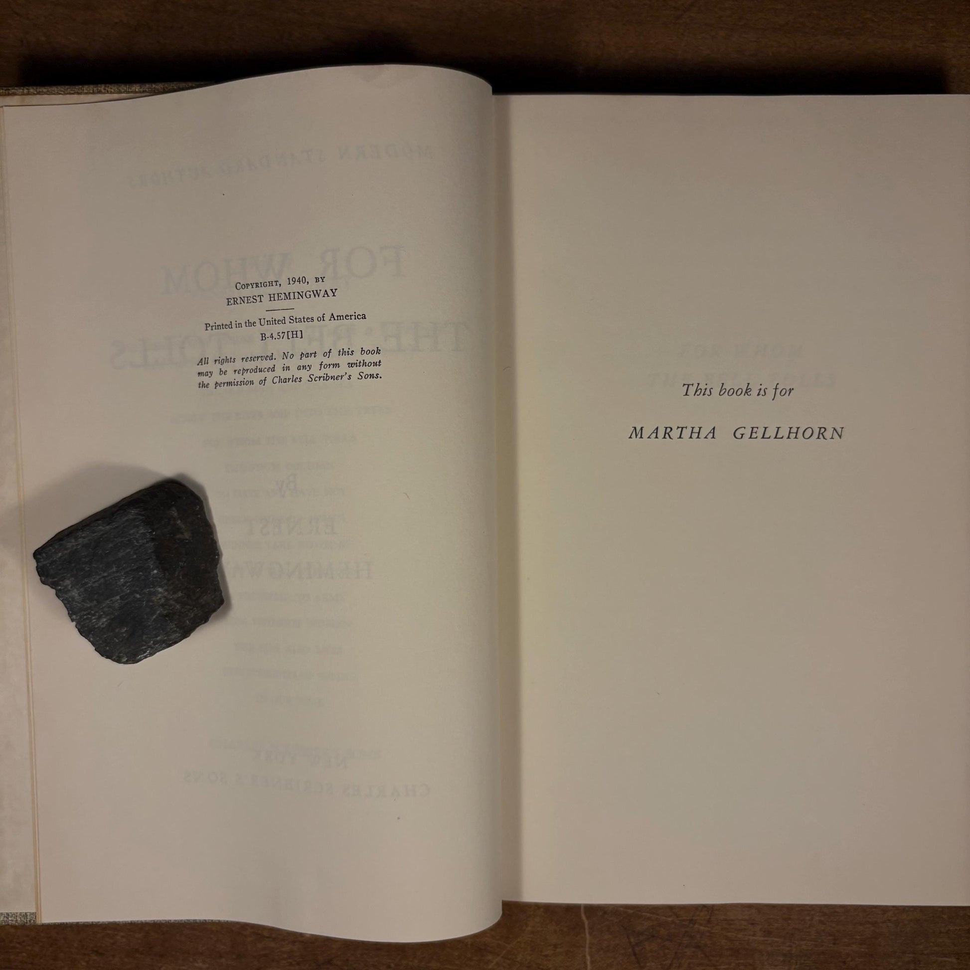 For Whom the Bell Tolls / Ernest Hemingway (1957) Vintage Hardcover Book