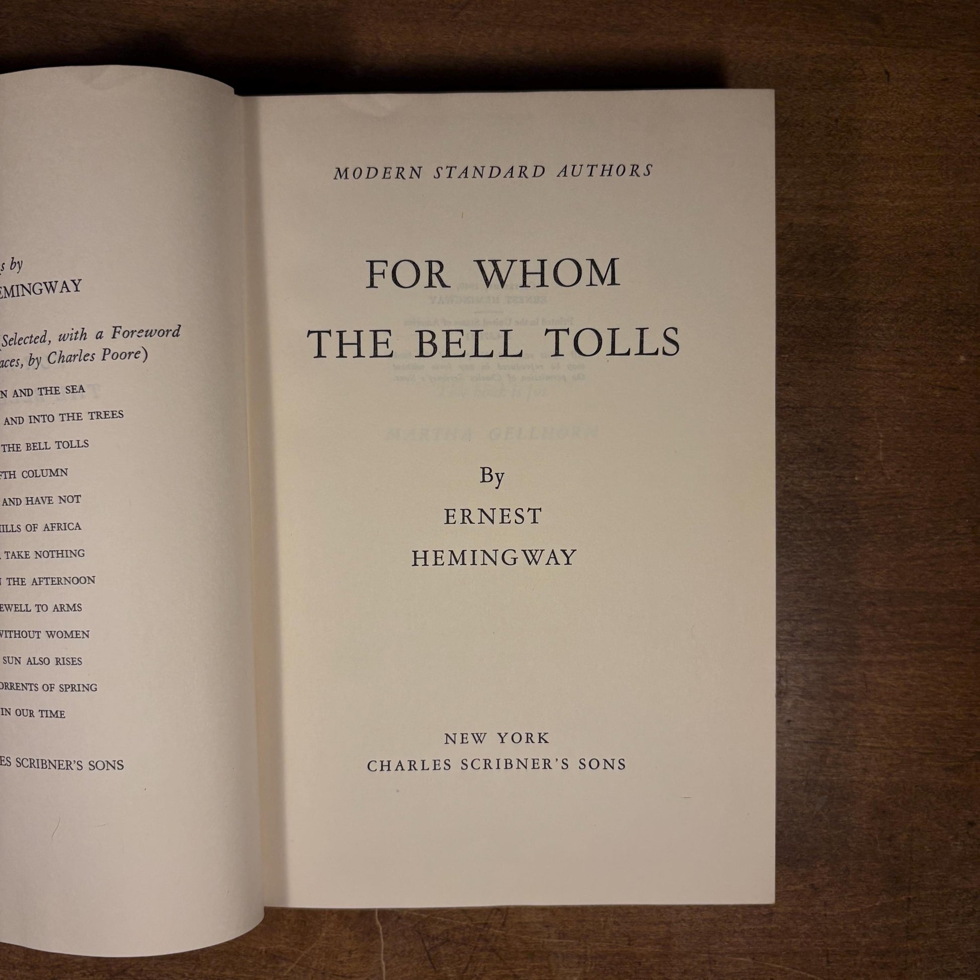 For Whom the Bell Tolls / Ernest Hemingway (1957) Vintage Hardcover Book