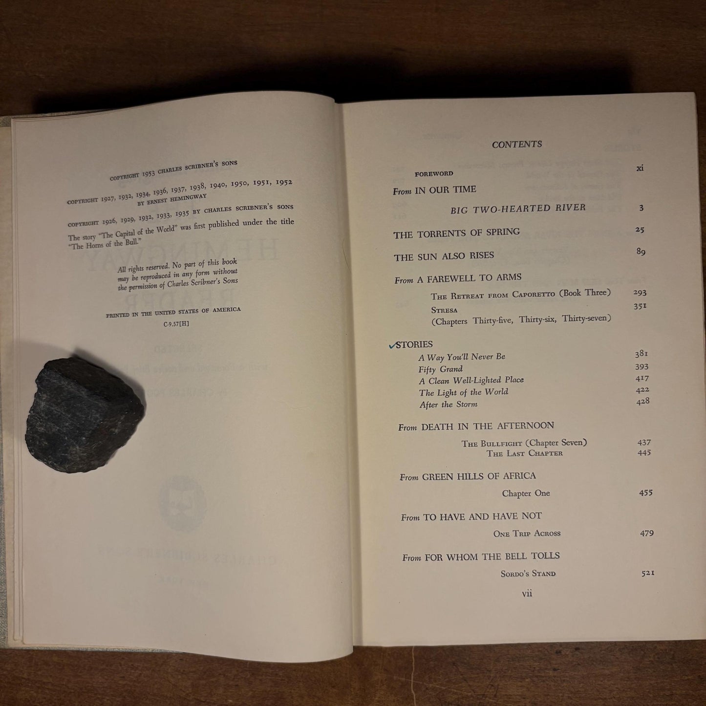 The Hemingway Reader / Ernest Hemingway (1957) Vintage Hardcover Book