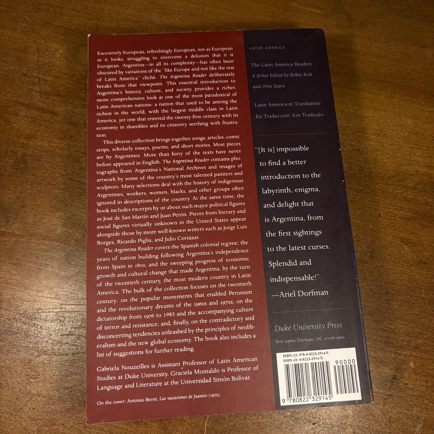 The Argentina Reader: History, Culture, Politics / Gabriela Nouzeilles and Graciela Montaldo (2002) Vintage Paperback Book
