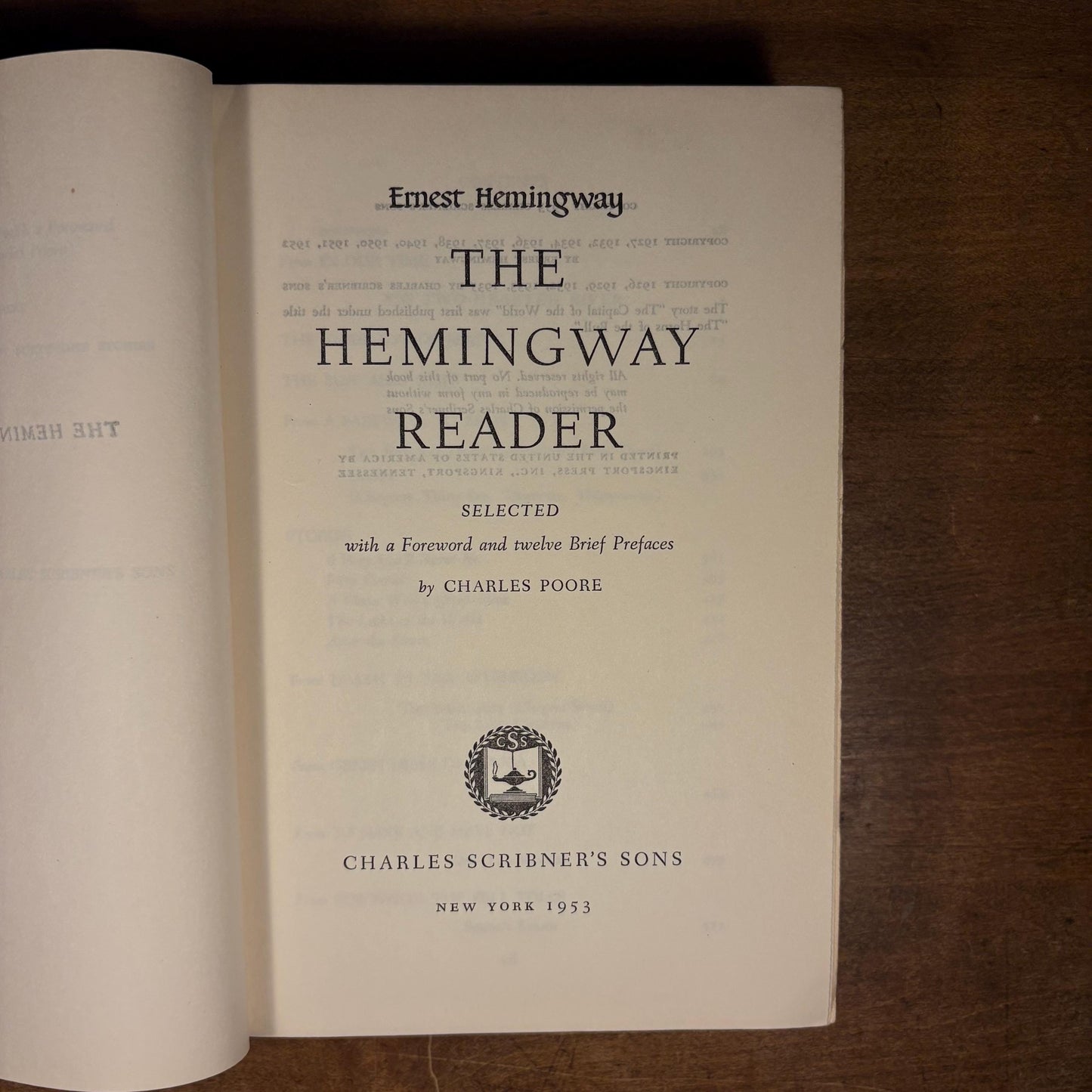 The Hemingway Reader / Ernest Hemingway (1953) Vintage Hardcover Book