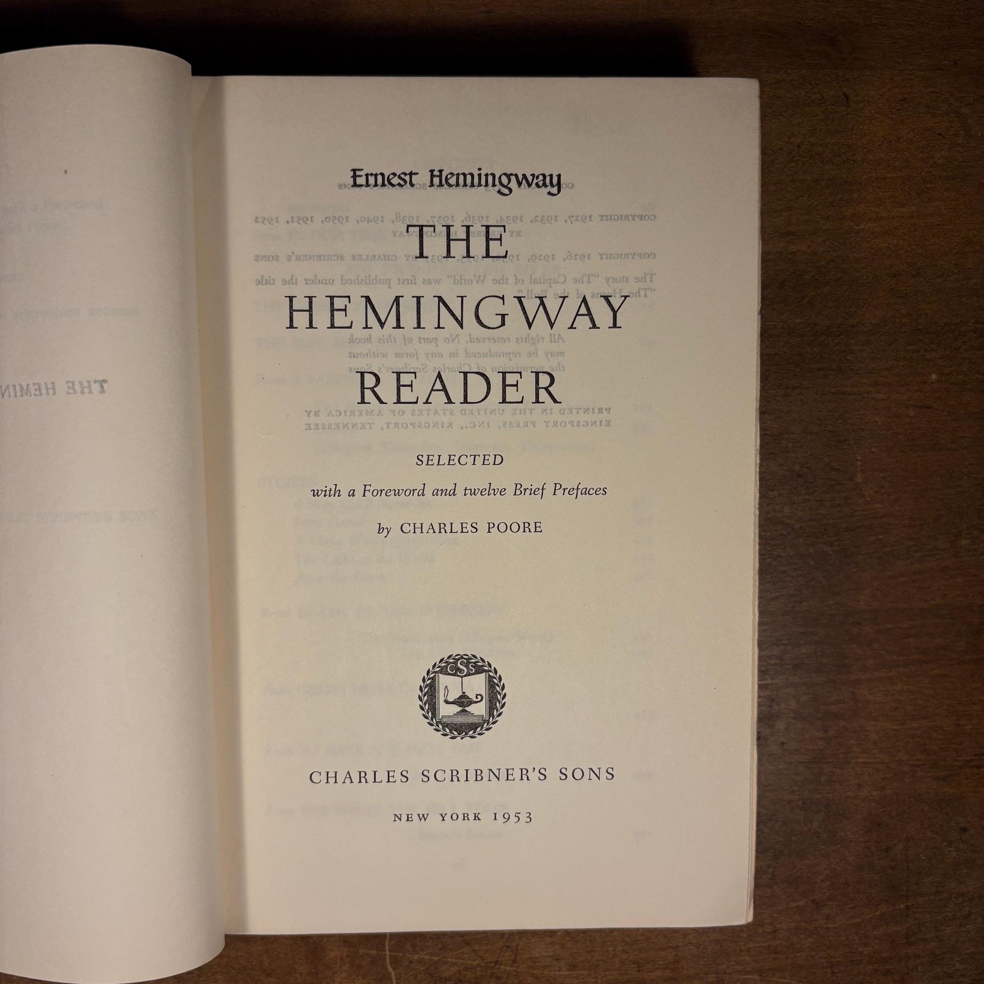 The Hemingway Reader / Ernest Hemingway (1953) Vintage Hardcover Book