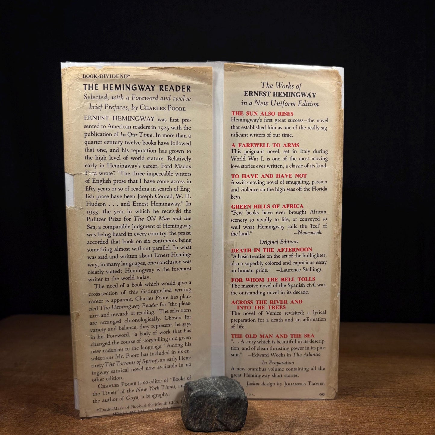 The Hemingway Reader / Ernest Hemingway (1953) Vintage Hardcover Book