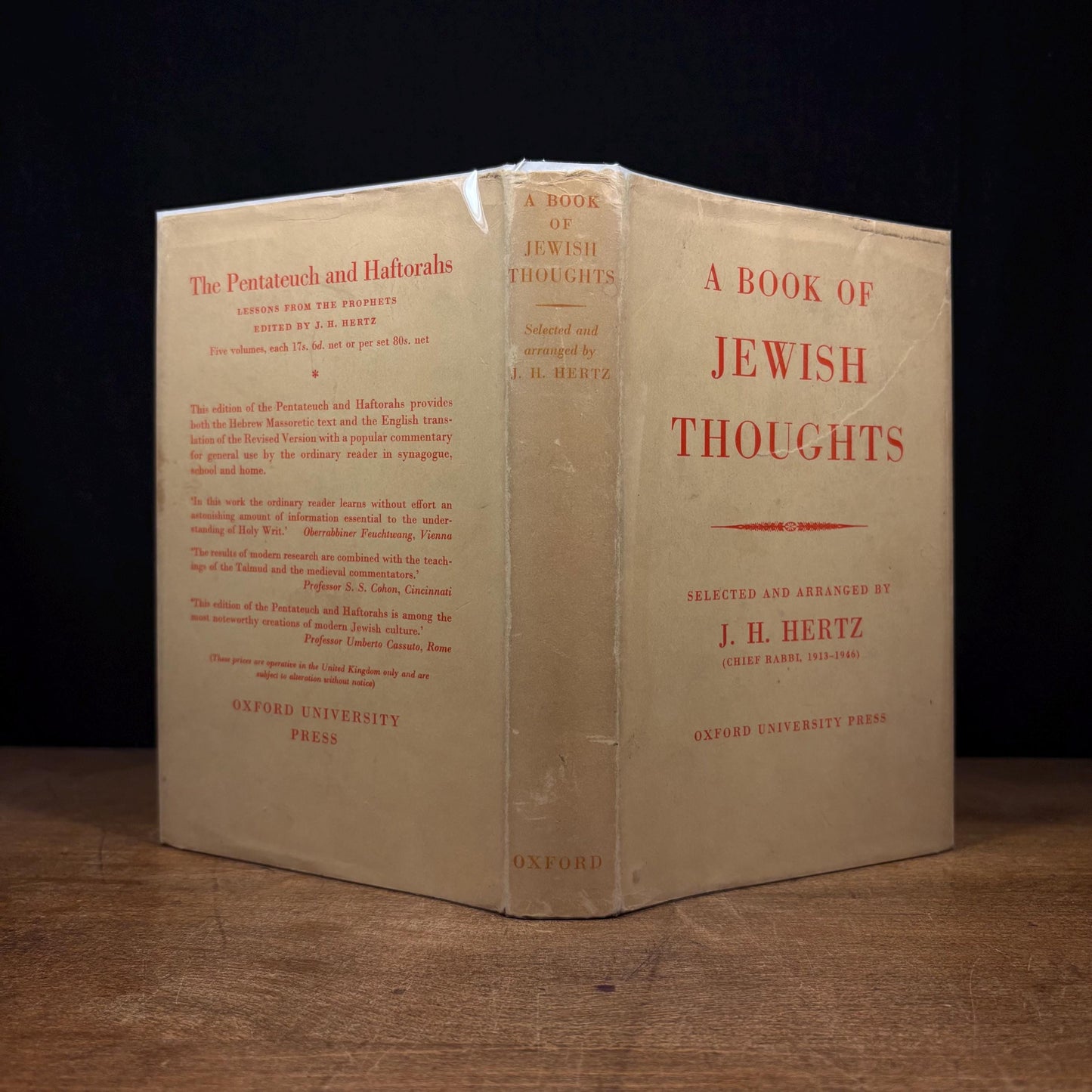 A Book of Jewish Thoughts / J. H. Hertz (1940s) Vintage Hardcover Book