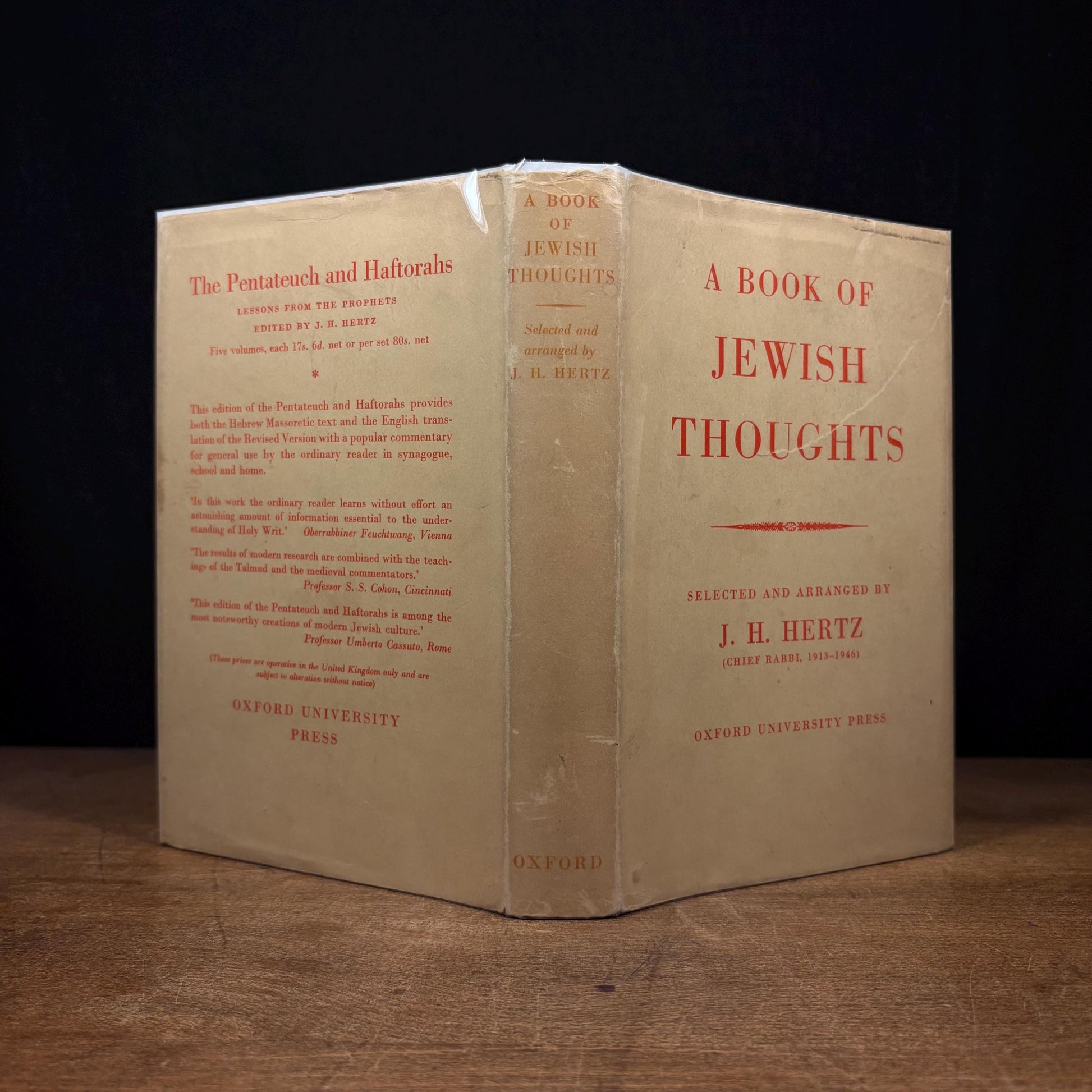 A Book of Jewish Thoughts / J. H. Hertz (1940s) Vintage Hardcover Book