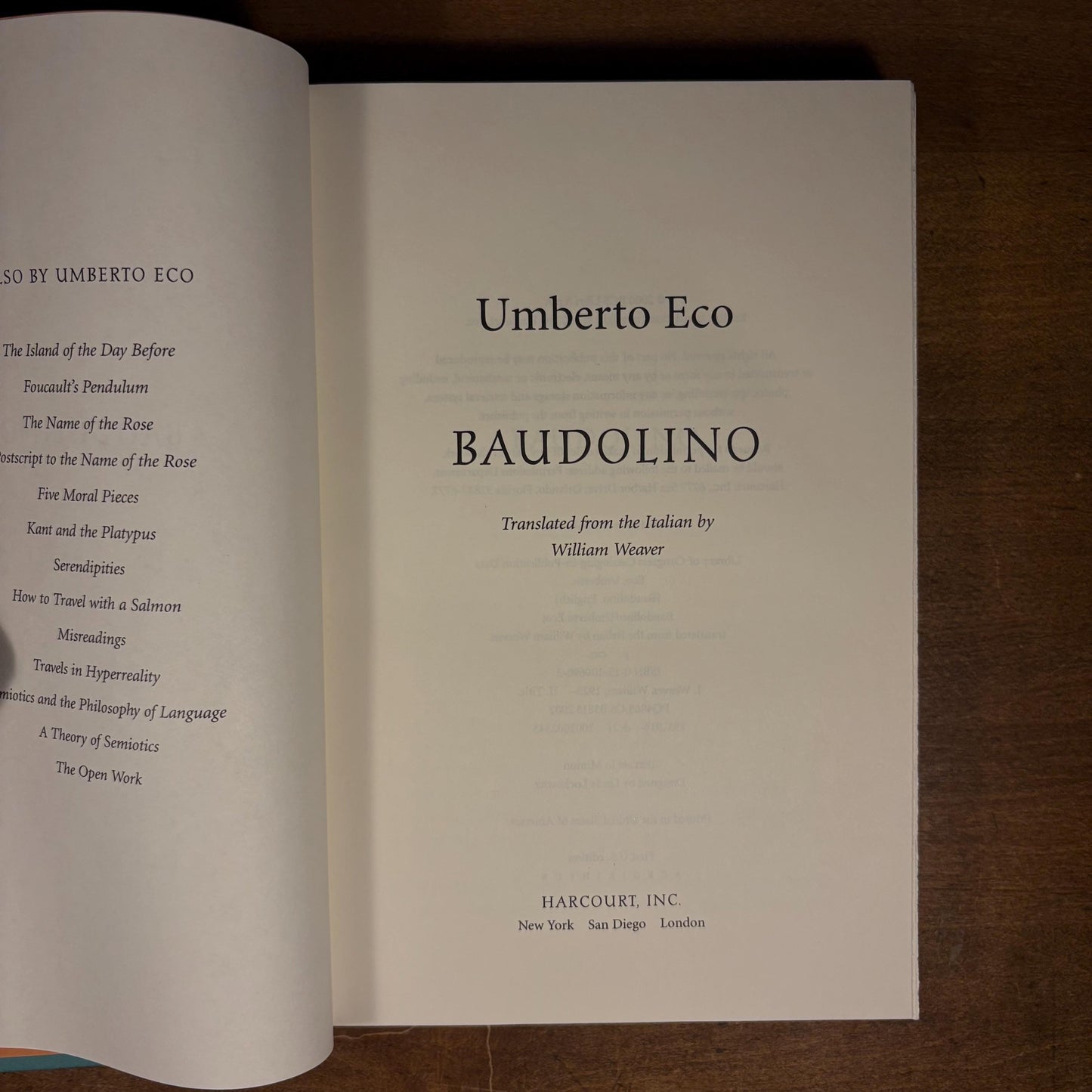 First US Printing - Baudolino / Umberto Eco (2002) Vintage Hardcover Book