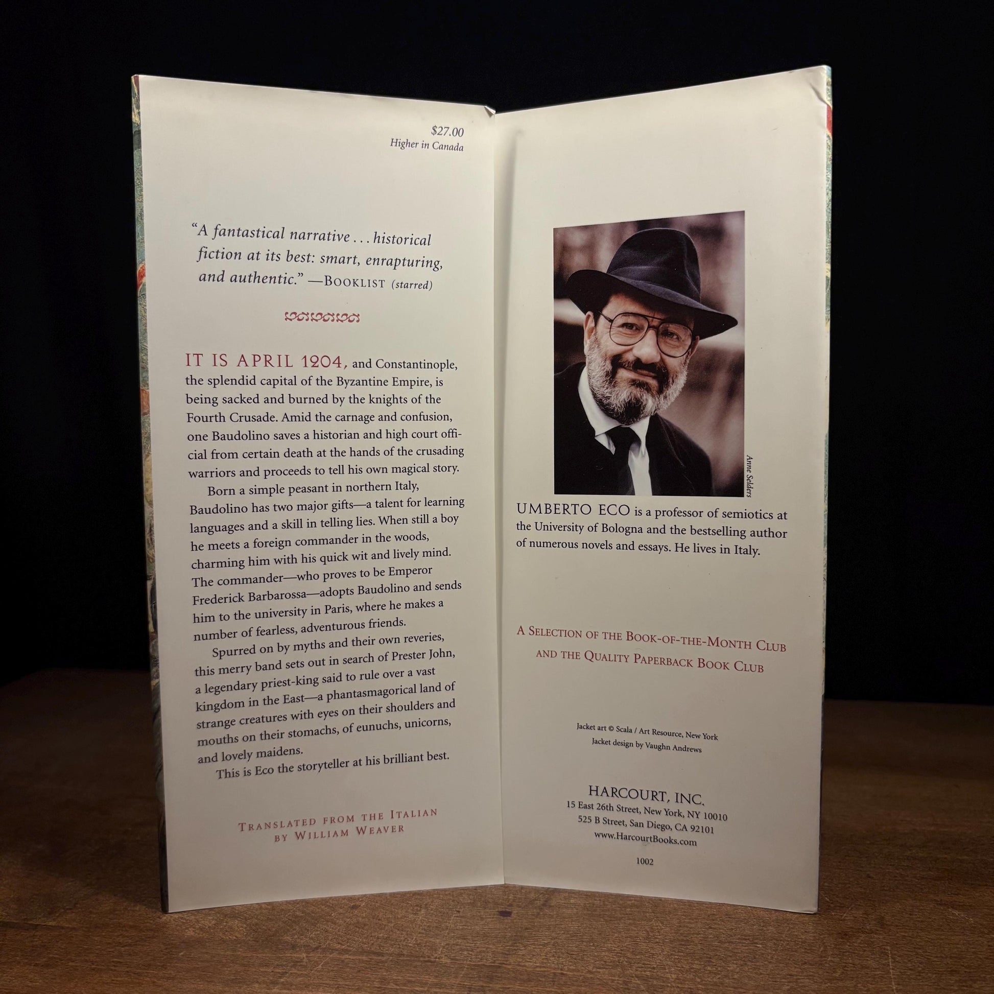 First US Printing - Baudolino / Umberto Eco (2002) Vintage Hardcover Book