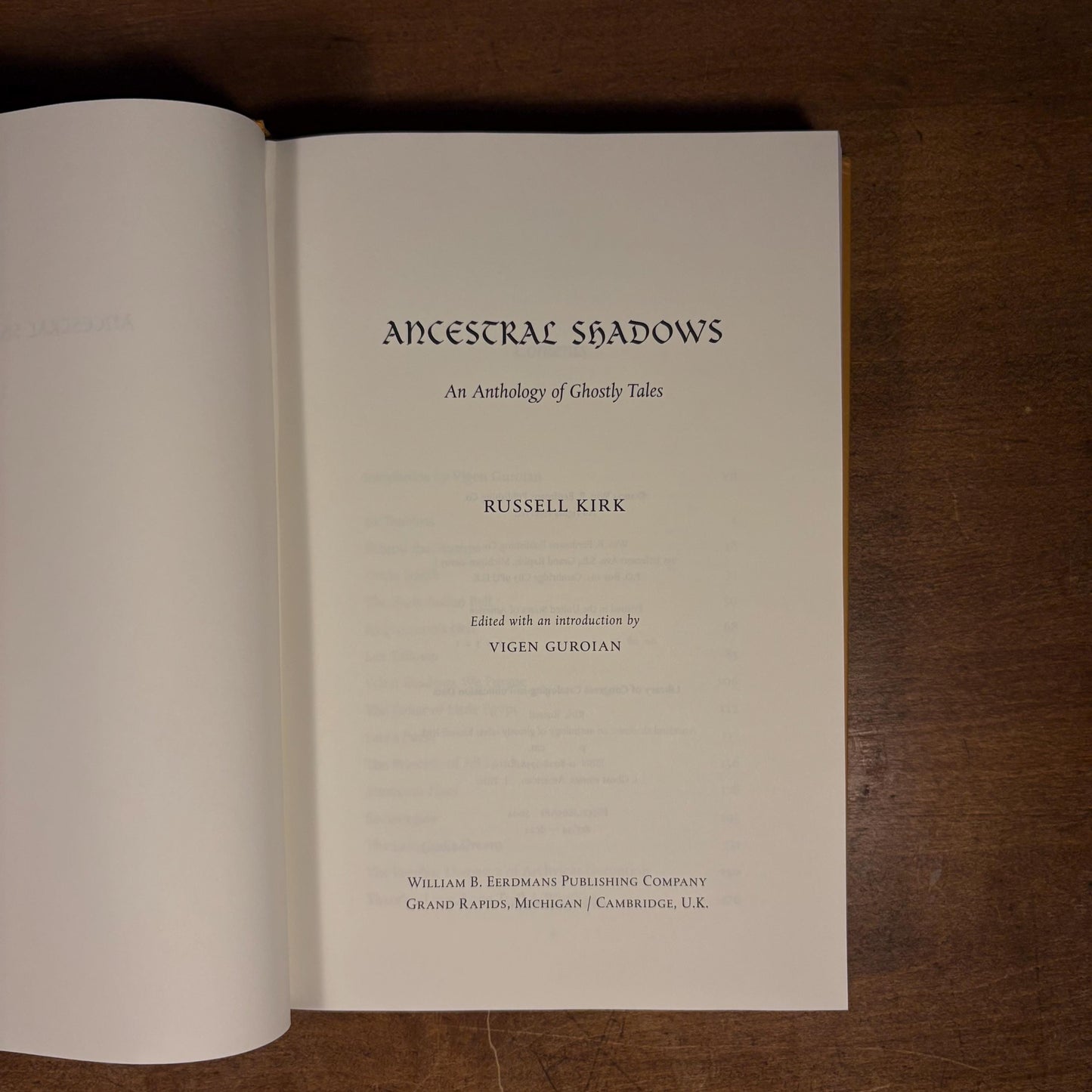 First Printing - Ancestral Shadows: An Anthology of Ghostly Tales / Russell Kirk (2004) Vintage Hardcover Book