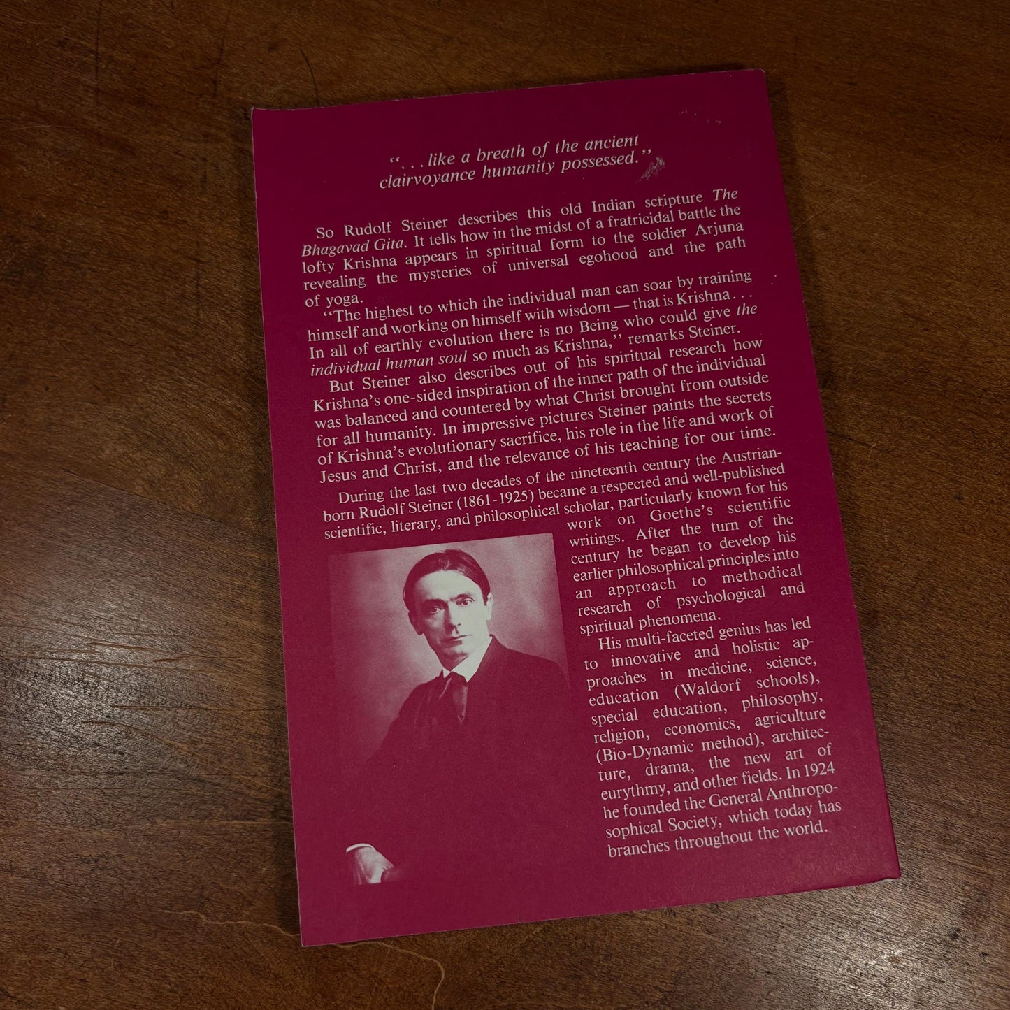 The Occult Significance of the Bhagavad Gita / Rudolf Steiner (1984) Vintage Paperback Book