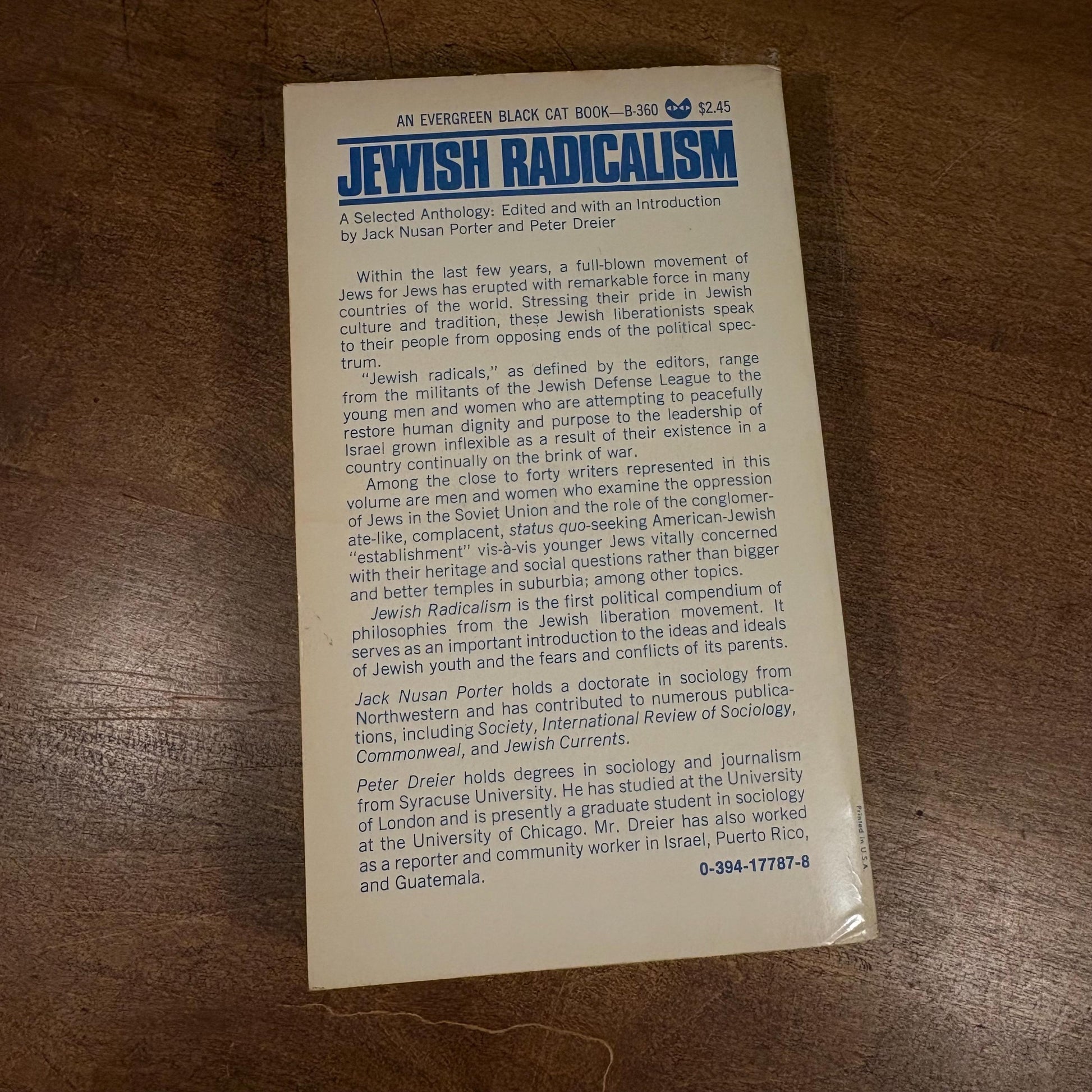 Jewish Radicalism: A Selected Anthology / Jack Nusan Porter and Peter Drier (1973) Vintage Paperback Book