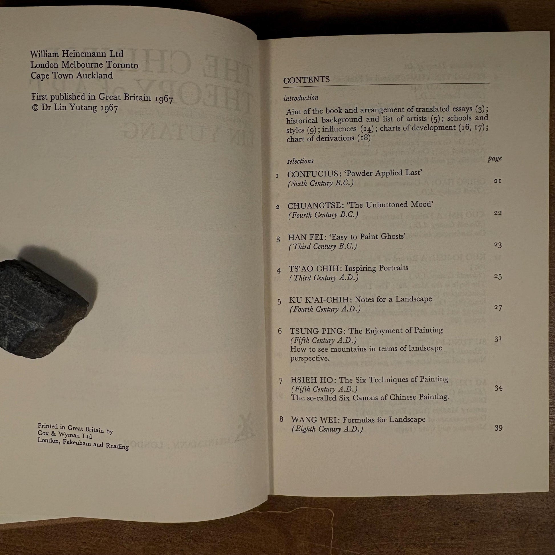 First Printing - The Chinese Theory of Art: Translations from the Masters of Chinese Art / Lin Yutang (1967) Vintage Hardcover Book