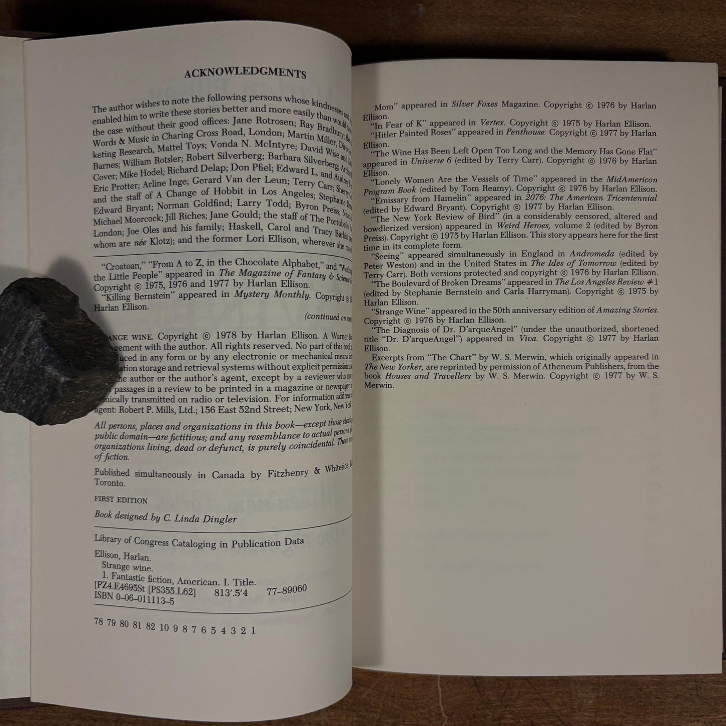First Printing - Strange Wine: Fifteen New Stories from the Nightside of the World / Harlan Ellison (1978) Vintage Hardcover Book