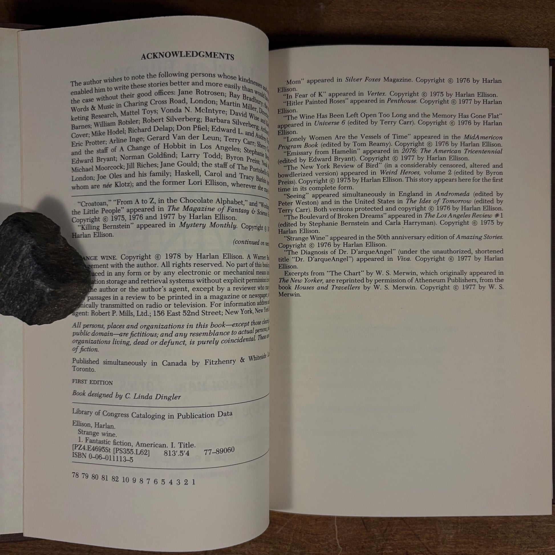 First Printing - Strange Wine: Fifteen New Stories from the Nightside of the World / Harlan Ellison (1978) Vintage Hardcover Book