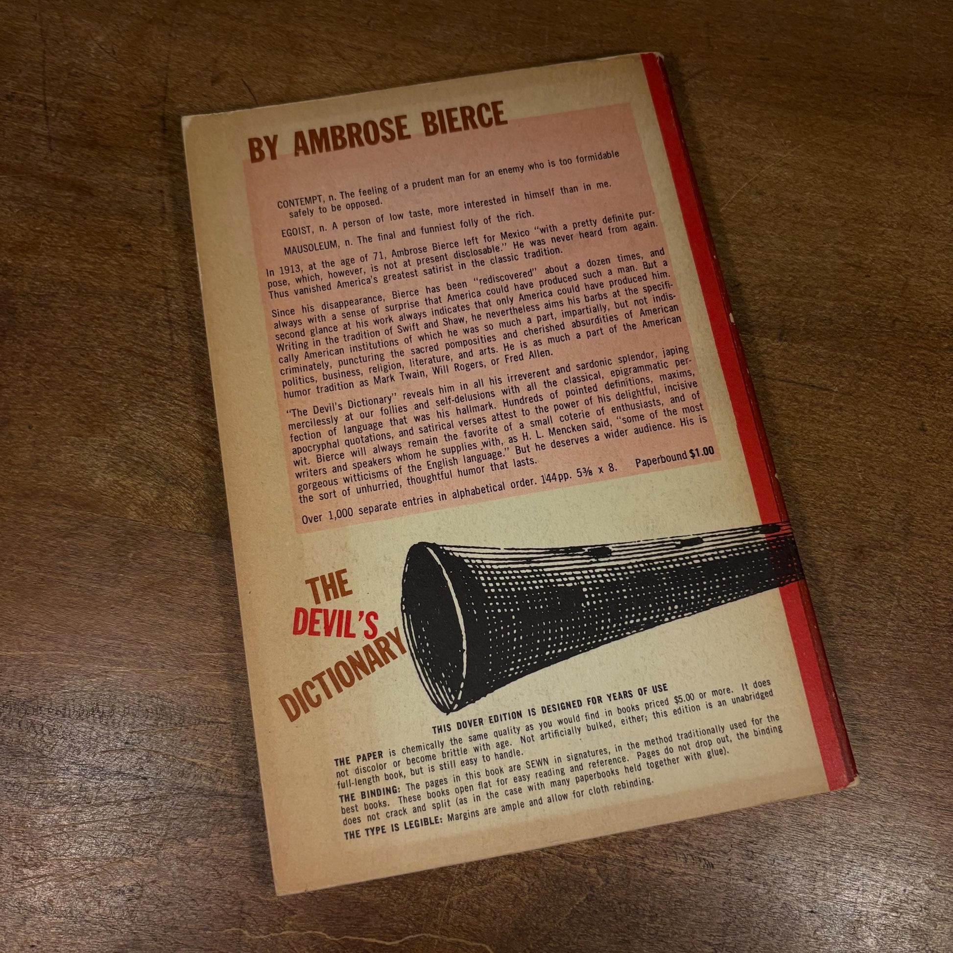 The Devil’s Dictionary / Ambrose Bierce (1958) Vintage Paperback Book