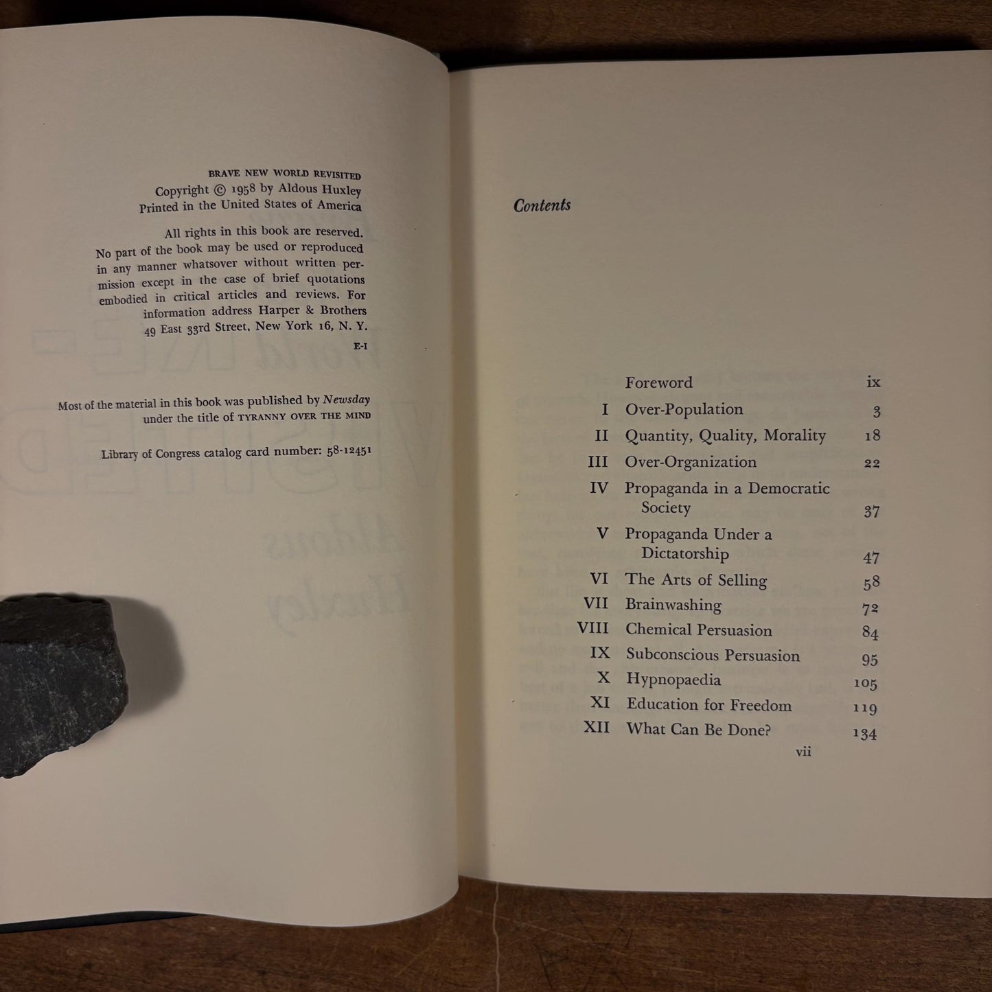 Early Printing - Brave New World Revisited / Aldous Huxley (1959) Vintage Hardcover Book