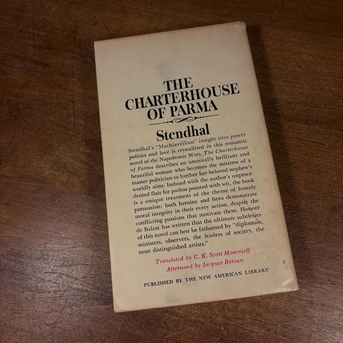 First Signet Printing - The Charterhouse of Parma / Stendhal (1961) Vintage Paperback Book