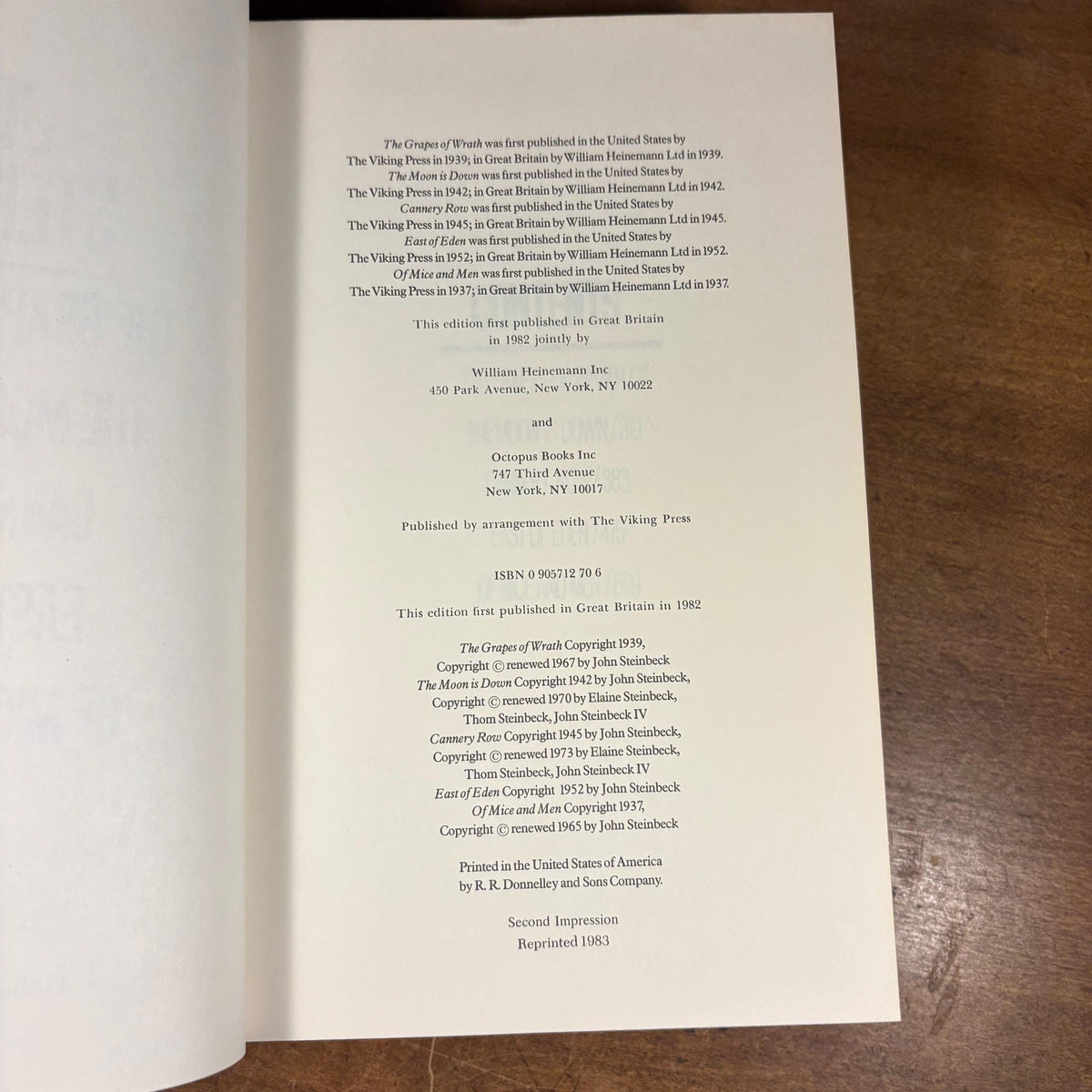 John Steinbeck Omnibus (1983) Vintage Hardcover Book