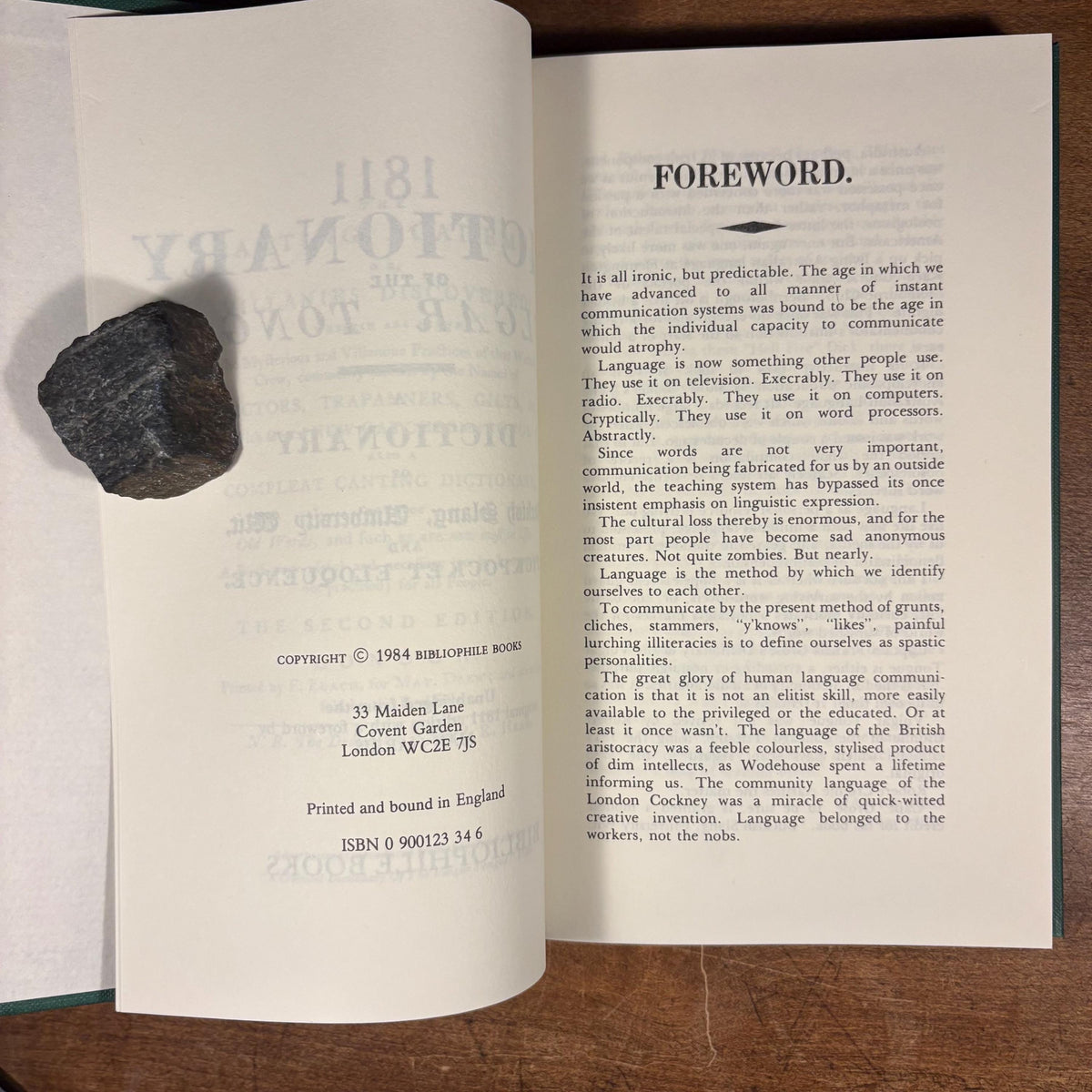 1811 Dictionary of the Vulgar Tongue (1984) Vintage Hardcover Book