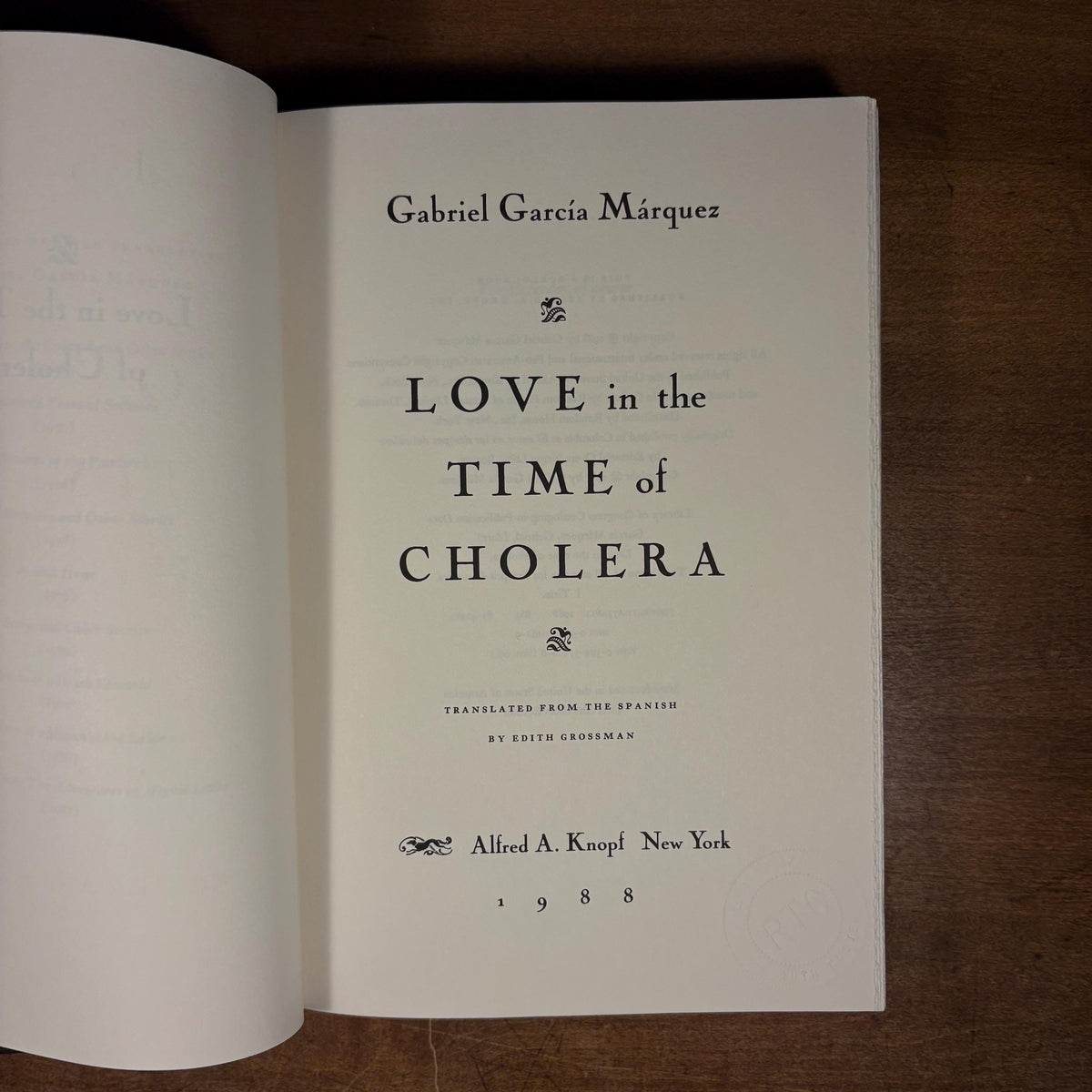 First US Printing - Love in the Time of Cholera / Gabriel García Márquez (1988) Vintage Hardcover Book