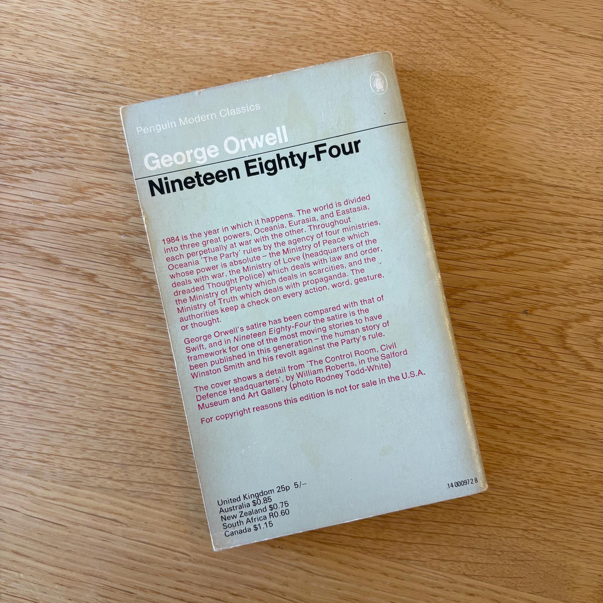Nineteen Eighty-Four / George Orwell (1969) Vintage Paperback Book