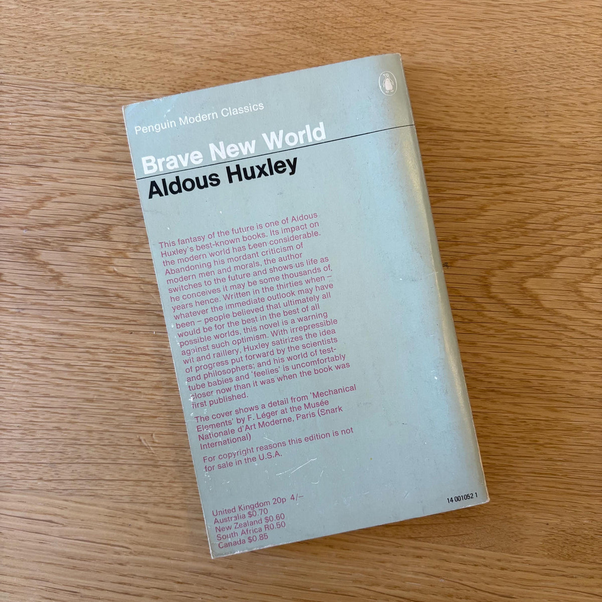 Brave New World / Aldous Huxley (1969) Vintage Paperback Book
