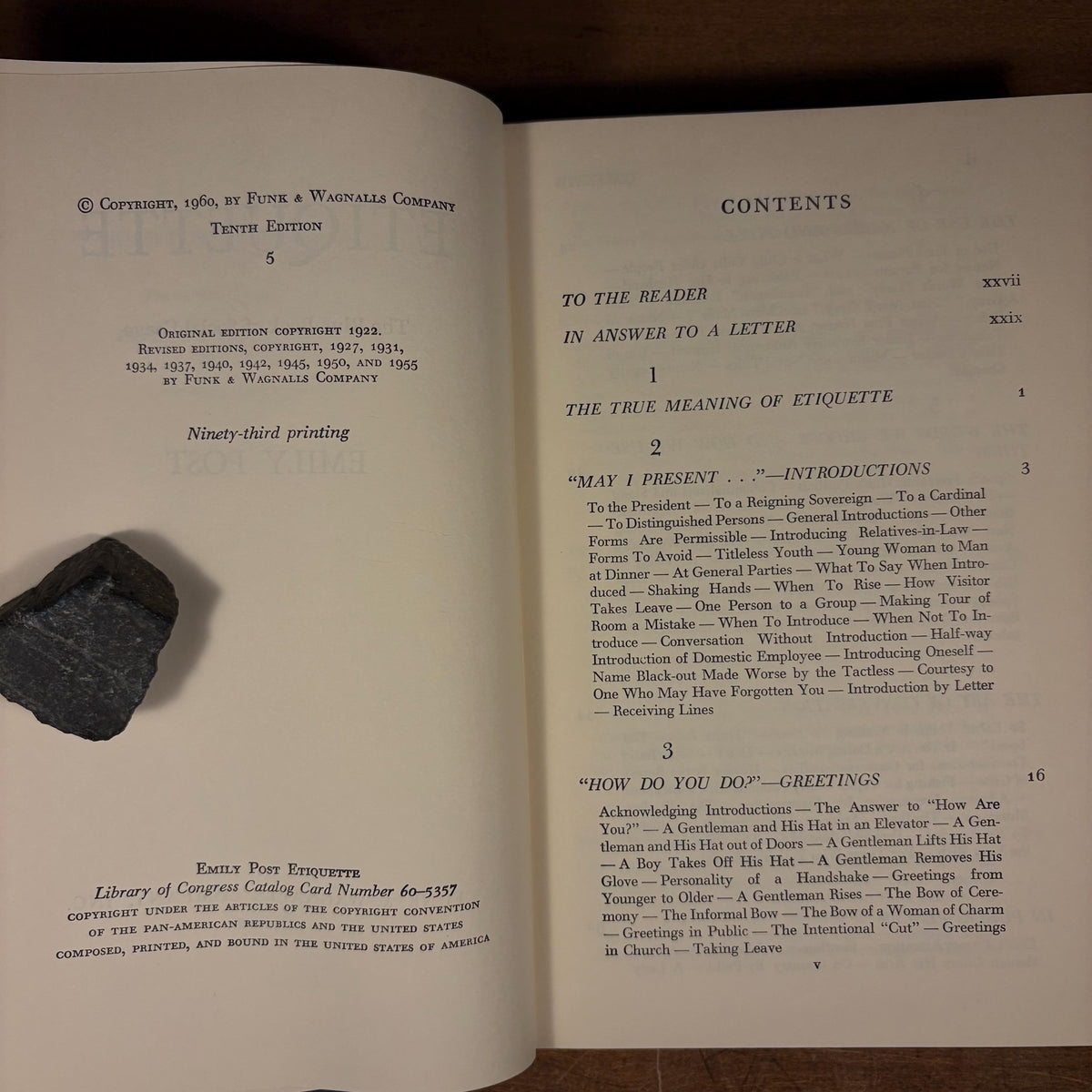 Etiquette: The Blue Book of Social Usage / Emily Post (1960) Vintage Hardcover Book