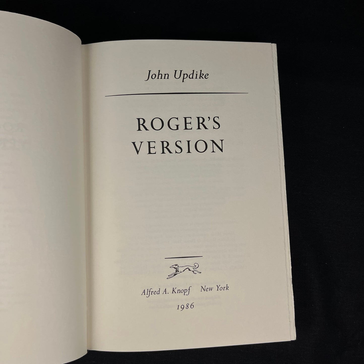 First Printing - Roger’s Version: A Novel by John Updike (1986) Vintage Hardcover Book