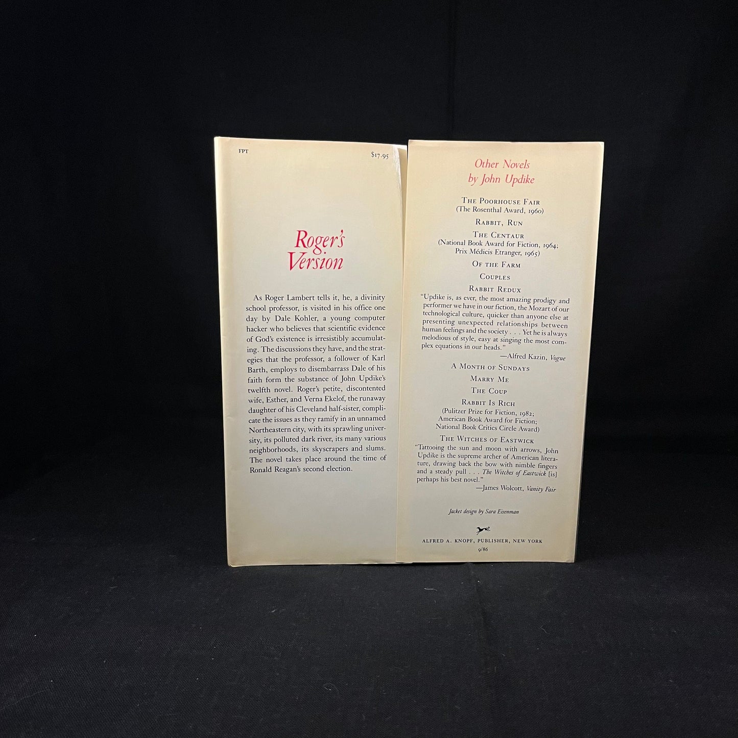 First Printing - Roger’s Version: A Novel by John Updike (1986) Vintage Hardcover Book