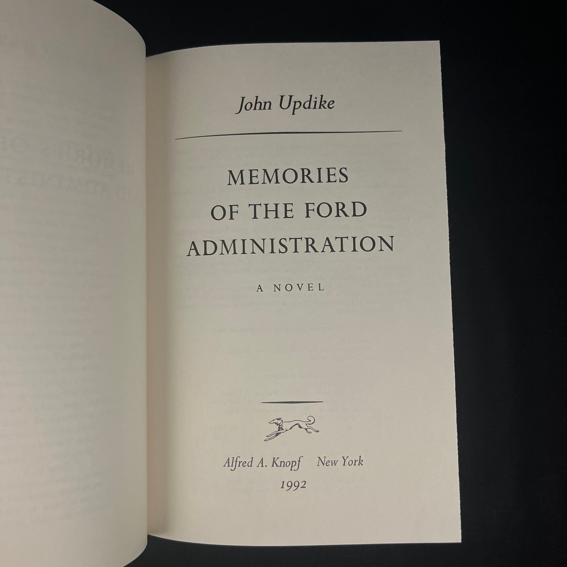 First Printing - Memories of the Ford Administration: A Novel by John Updike (1992) Vintage Hardcover Book