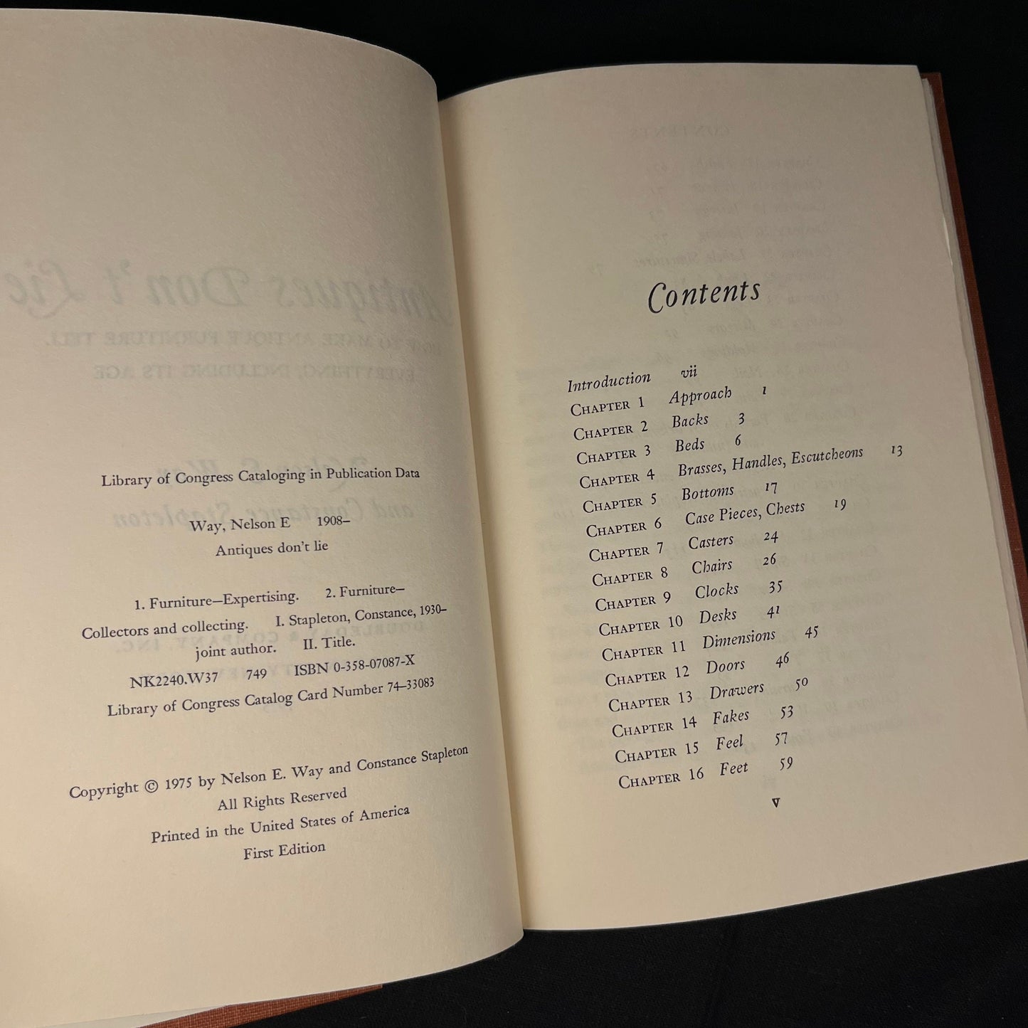 First Edition - Antiques Don’t Lie: How to Make Antique Furniture Tell Everything, Including its Age by N. Way and C. Stapleton (1975) Book