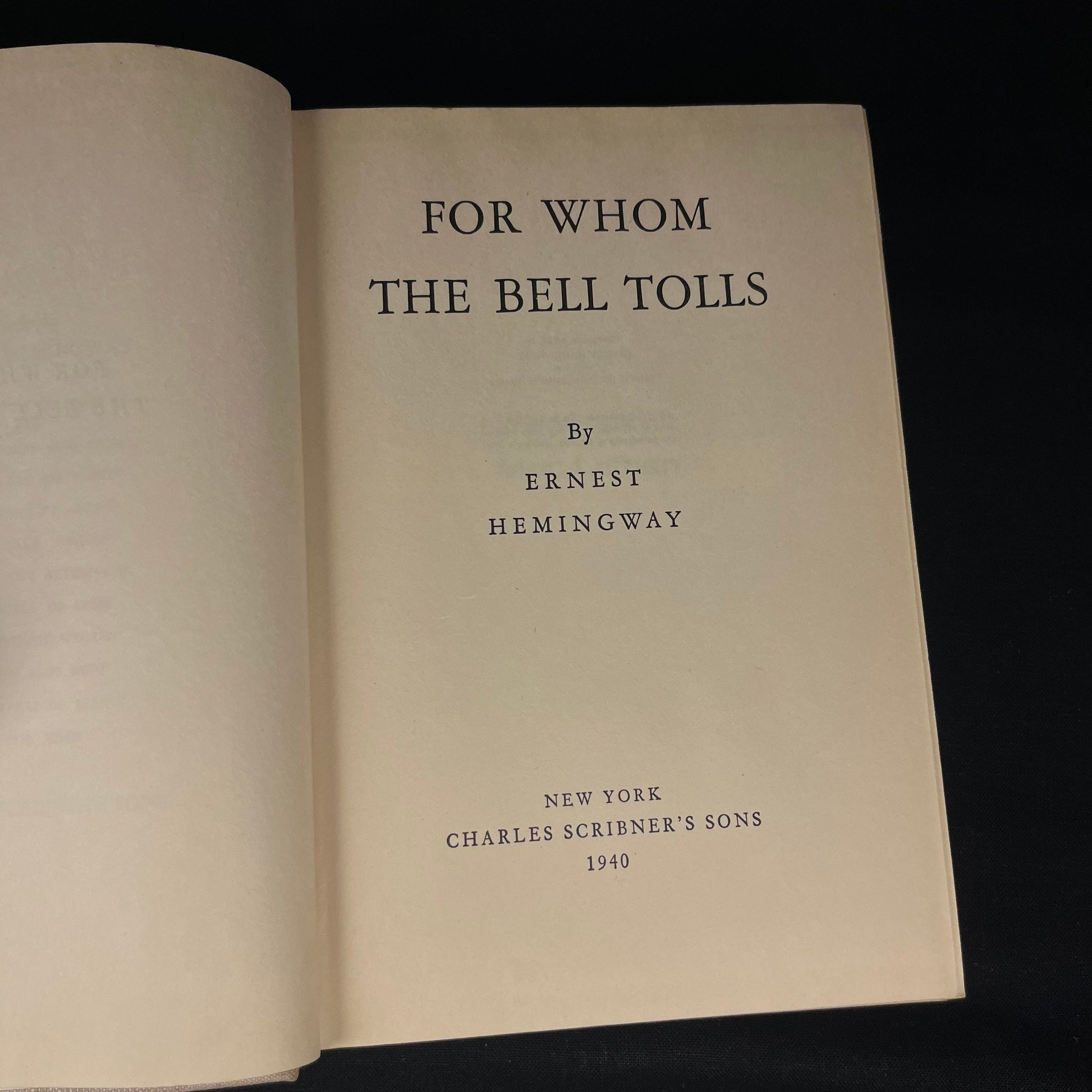 Early Printing - For Whom the Bell Tolls by Ernest Hemingway (1940) Vintage Hardcover Book