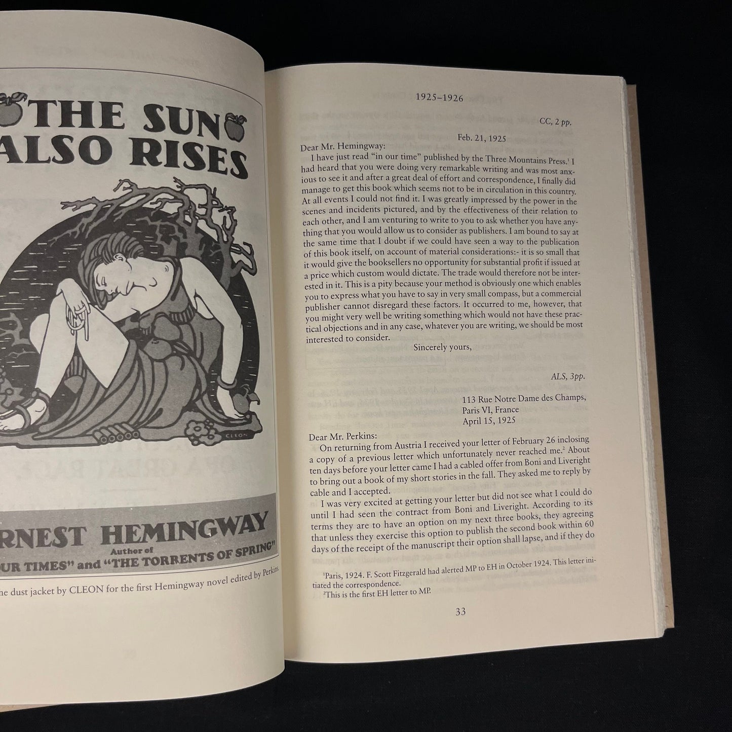 First Printing - The Only Thing That Counts: The Ernest Hemingway Maxwell Perkins Correspondence Edited by M. Bruccoli (1996) Vintage Book