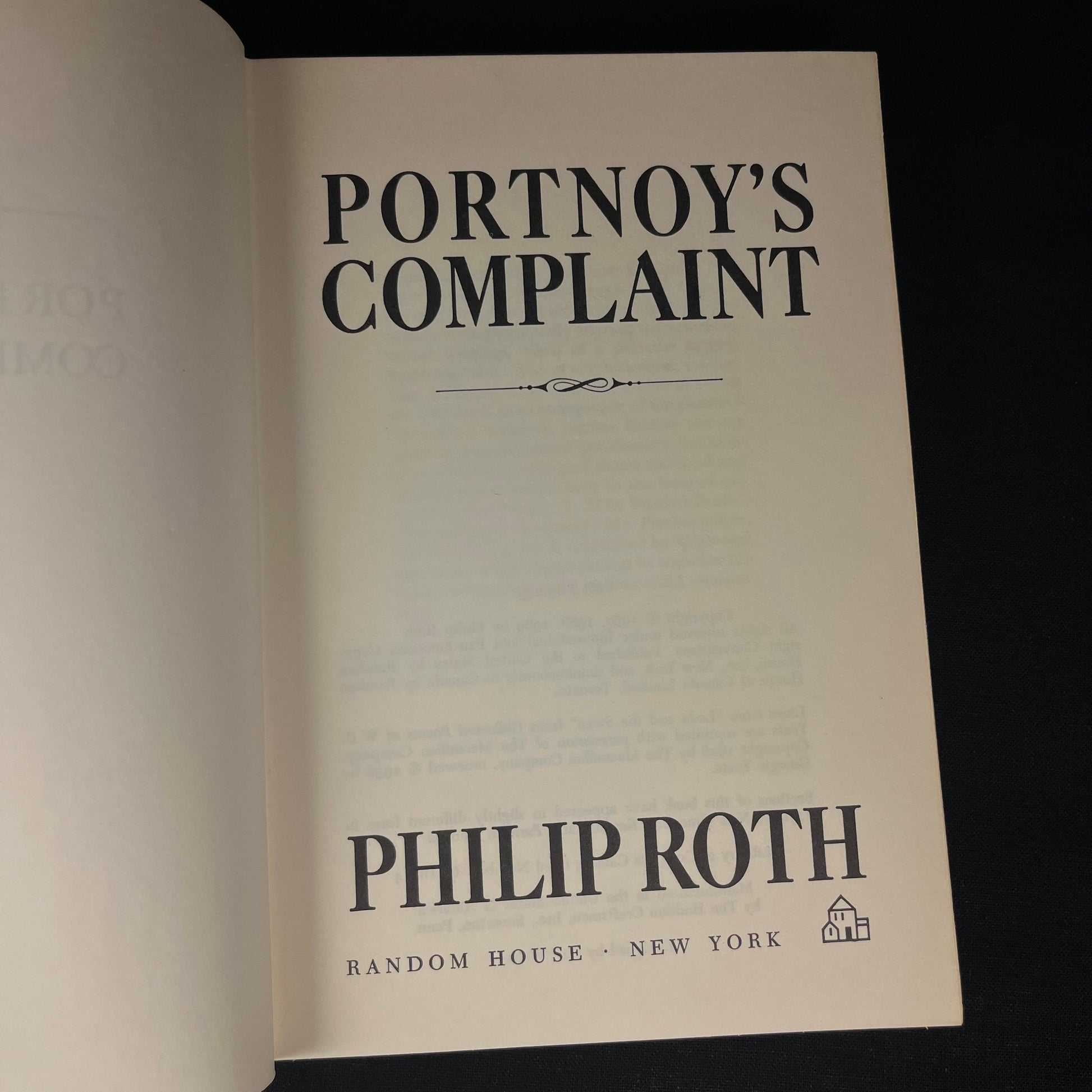 First Printing - Portnoy’s Complaint by Philip Roth (1969) Vintage Hardcover Book