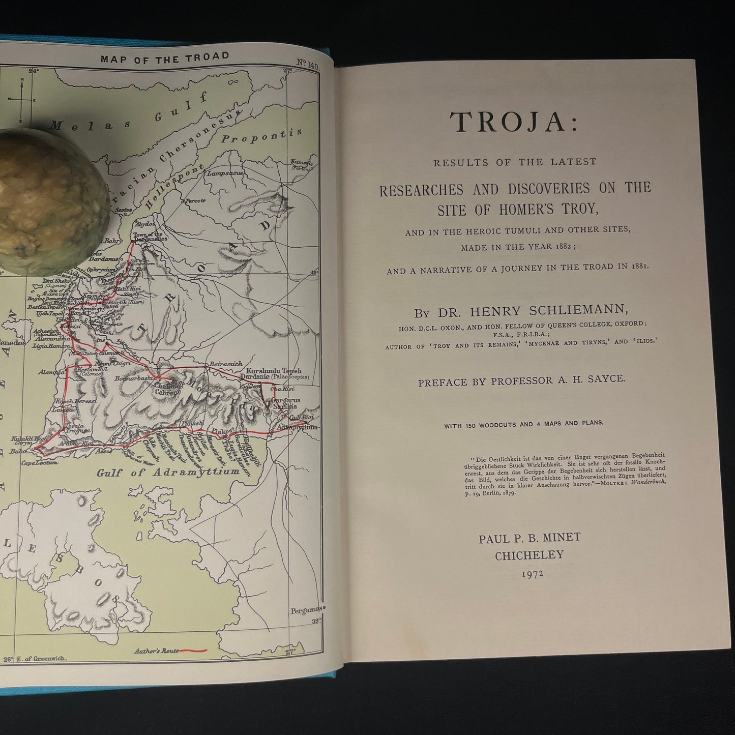 Troja: Researches and Discoveries on the Site of Homer’s Troy by Henry Schliemann (1972) Vintage Hardcover Book