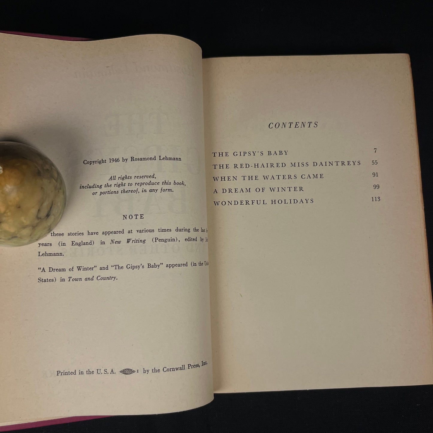 First Printing - The Gypsy’s Baby and Other Stories by Rosamond Lehmann (1946) Vintage Hardcover Book