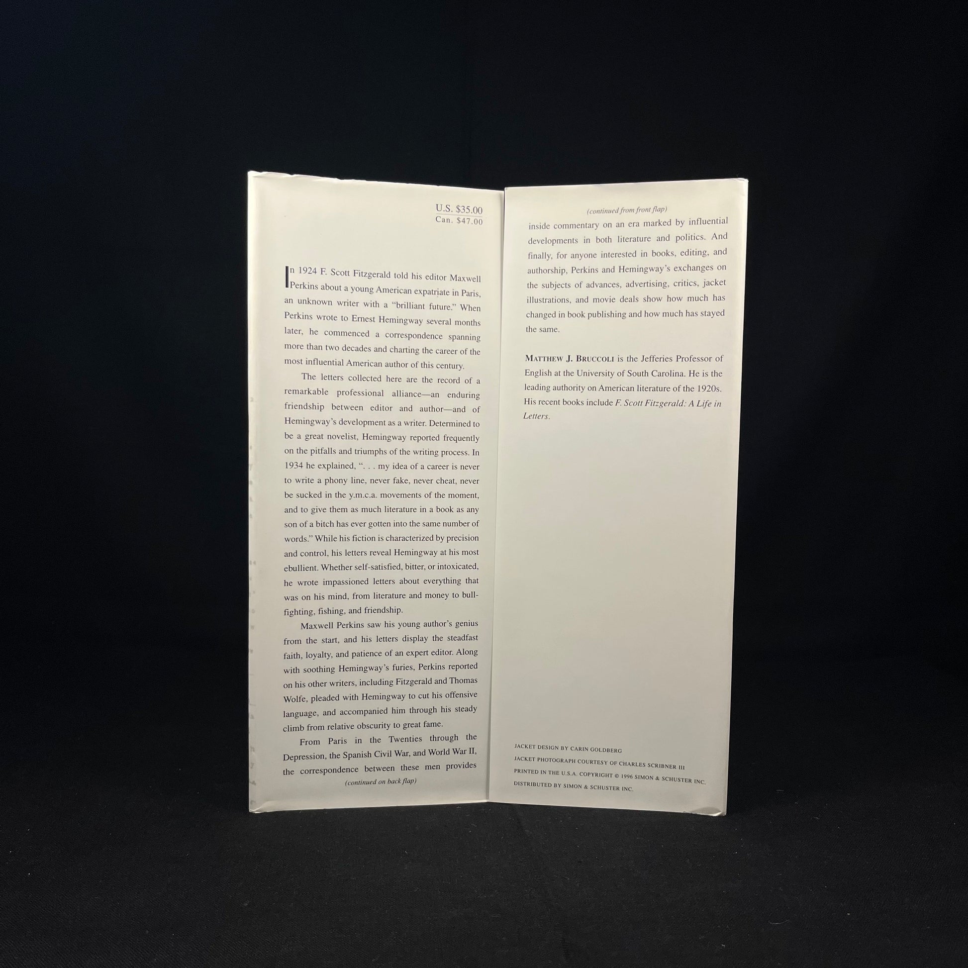 First Printing - The Only Thing That Counts: The Ernest Hemingway Maxwell Perkins Correspondence Edited by M. Bruccoli (1996) Vintage Book