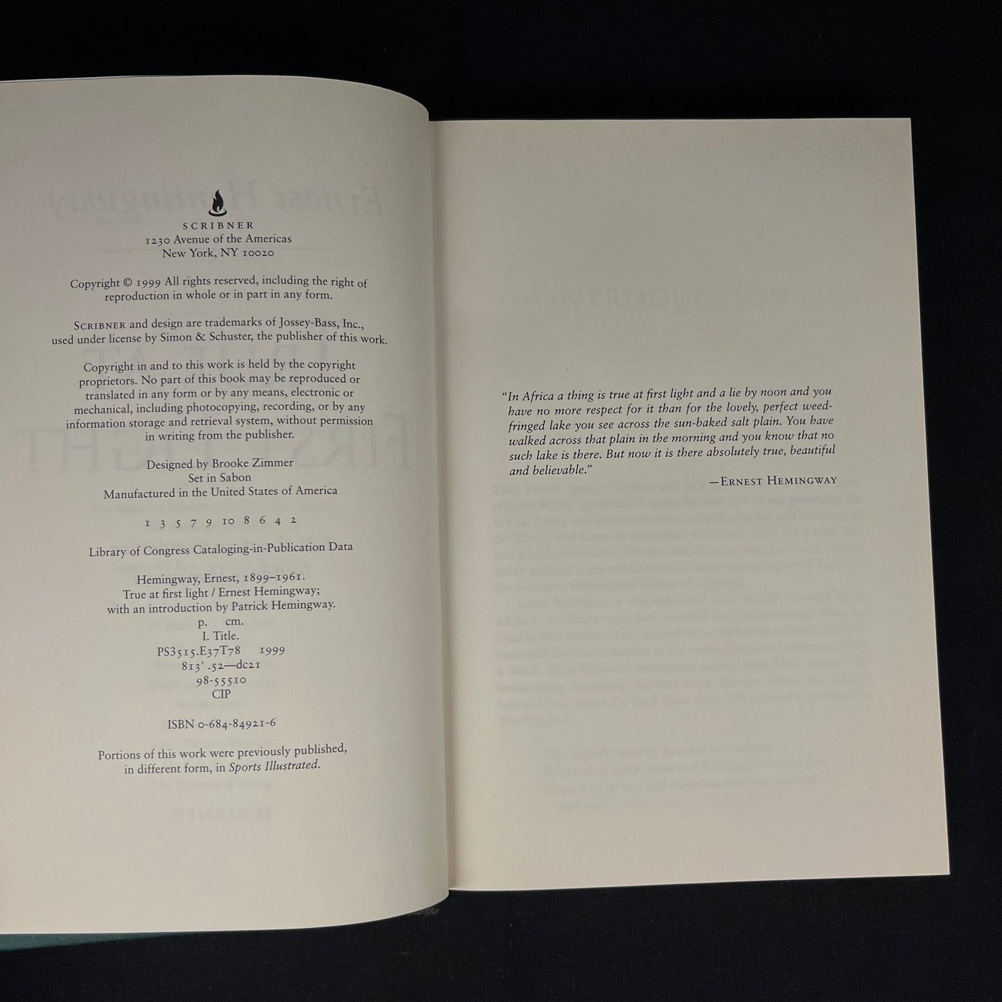 First Printing and Advance Reader’s Copy - True at First Light: A Fictional Memoir by Ernest Hemingway (1999) Vintage Book Collection