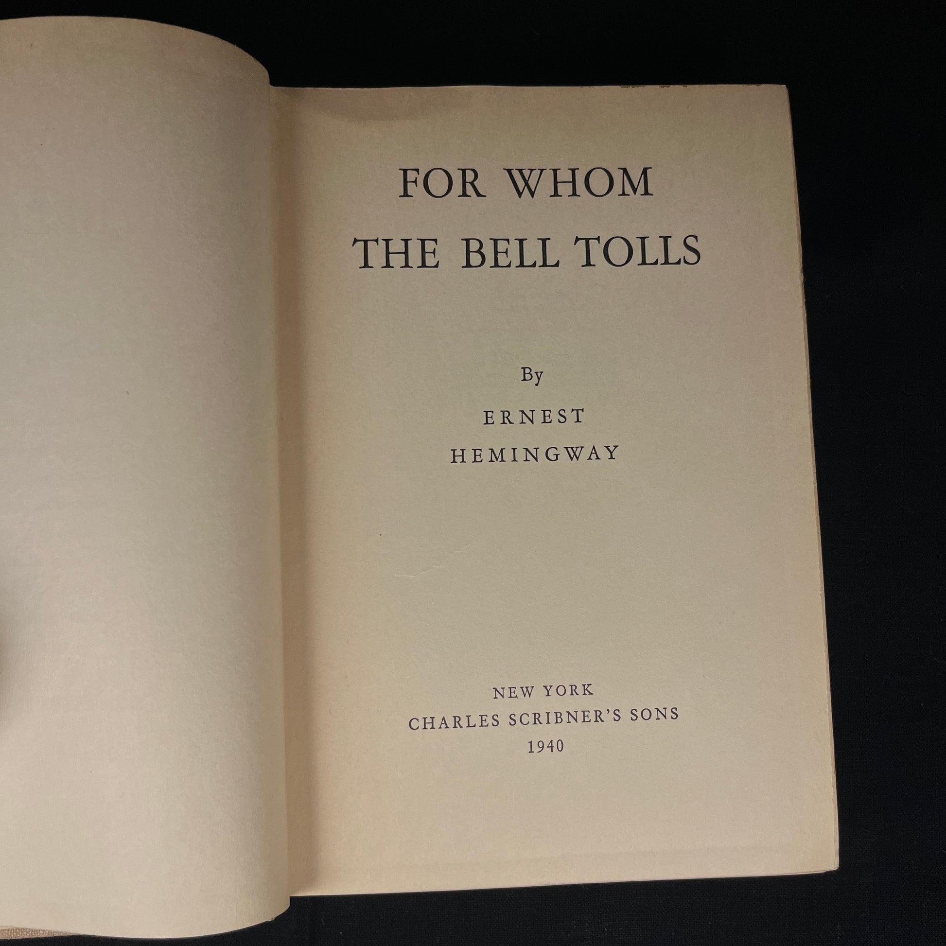 Early Printing - For Whom the Bell Tolls by Ernest Hemingway (1940) Vintage Hardcover Book