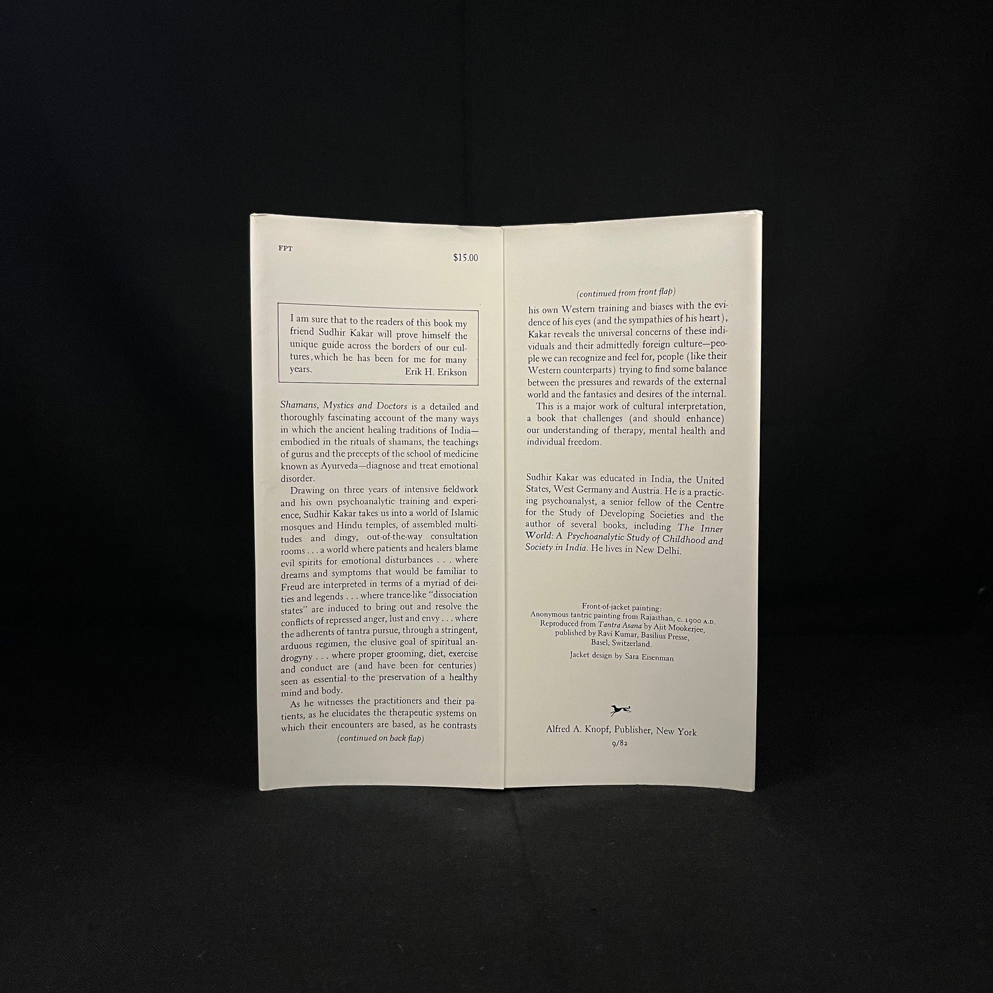 First Printing - Shamans, Mystics & Doctors: A Psychological Inquiry into India and Its Healing Traditions by Sudhir Kakar (1982) Book