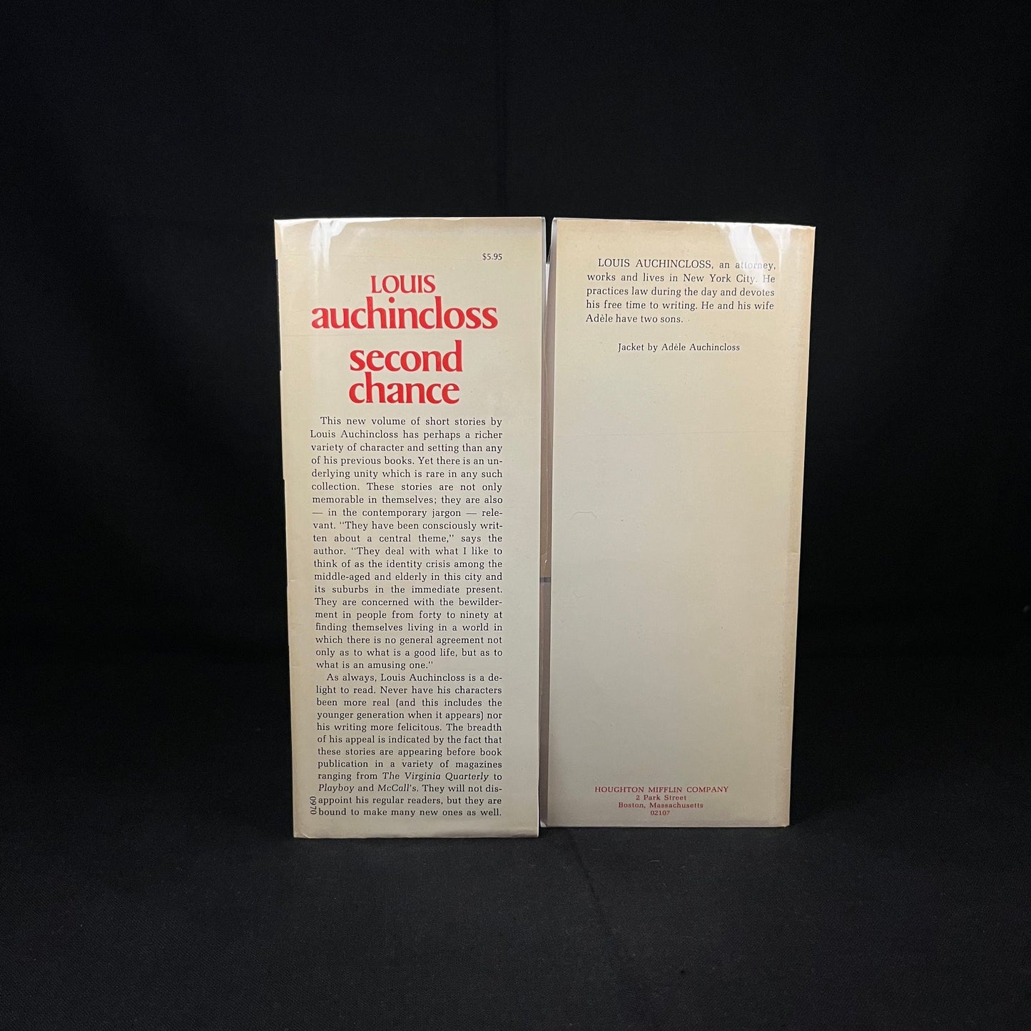 First Printing - Second Chance: Tales of Two Generations by Louis Auchincloss (1970) Vintage Hardcover Book