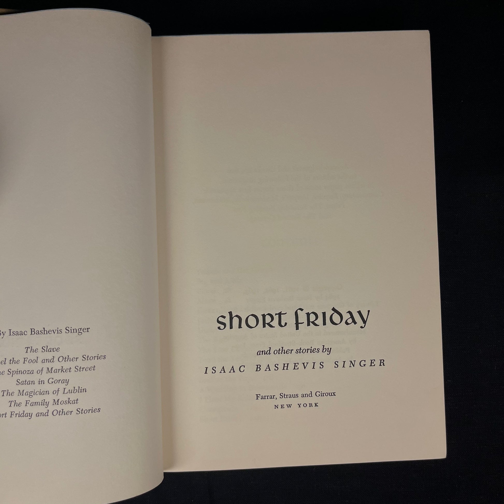 First Printing - Short Friday by Isaac Bashevis Singer (1964) Vintage Hardcover Book