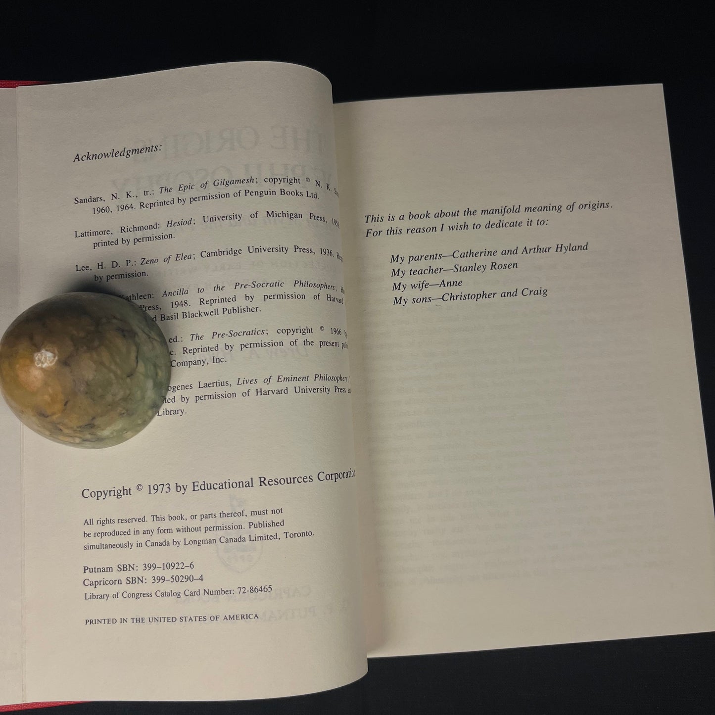 The Origins of Philosophy: The Rise in Myth and the Pre-Socratics by Drew Hyland (1973) Vintage Hardcover Book