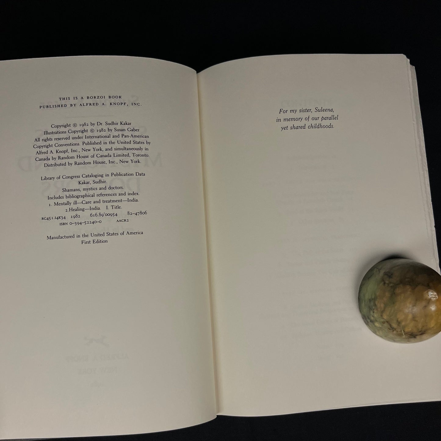 First Printing - Shamans, Mystics & Doctors: A Psychological Inquiry into India and Its Healing Traditions by Sudhir Kakar (1982) Book