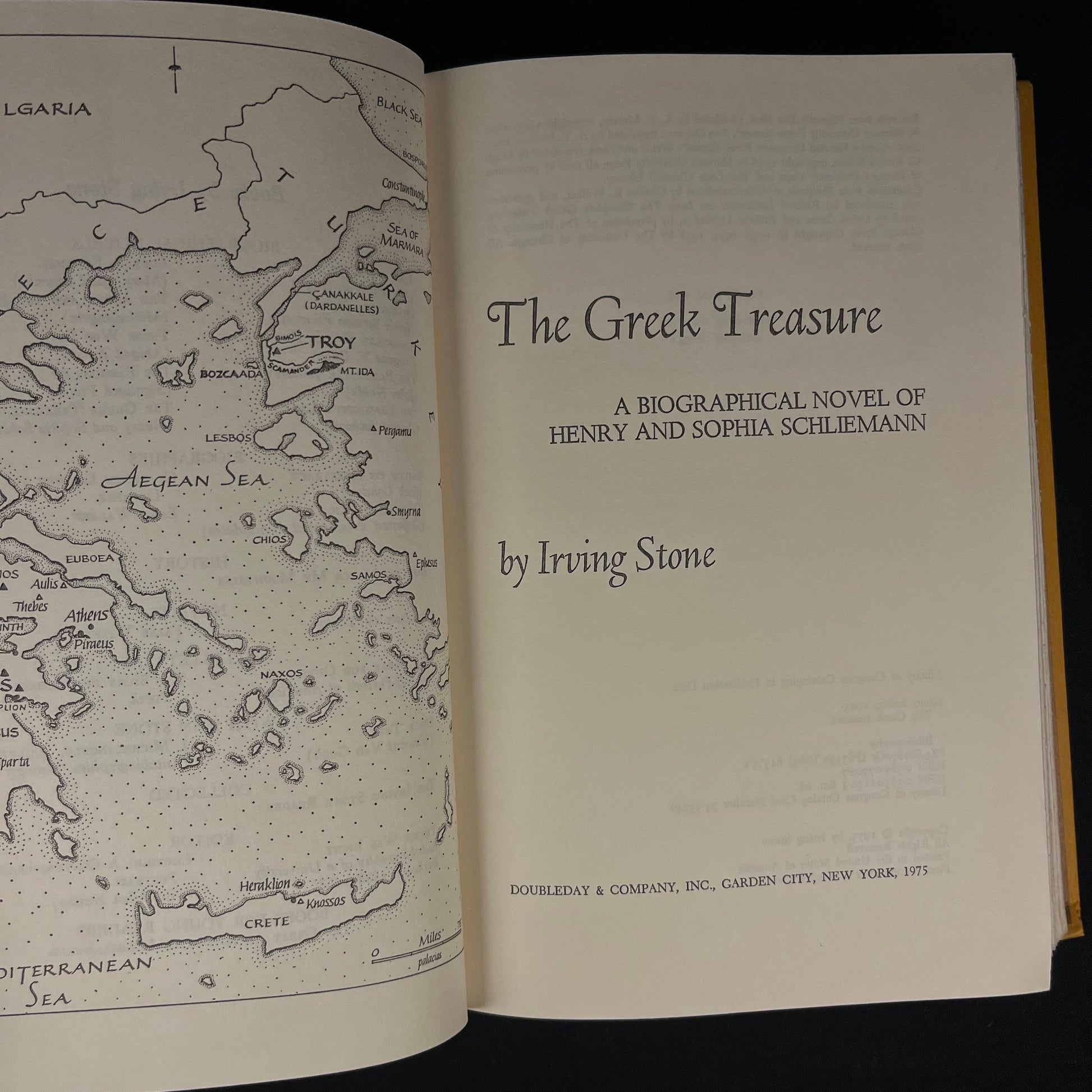 First Edition - The Greek Treasure: A Biographical Novel of Henry and Sophia Schliemann by Irving Stone (1975) Vintage Hardcover Book