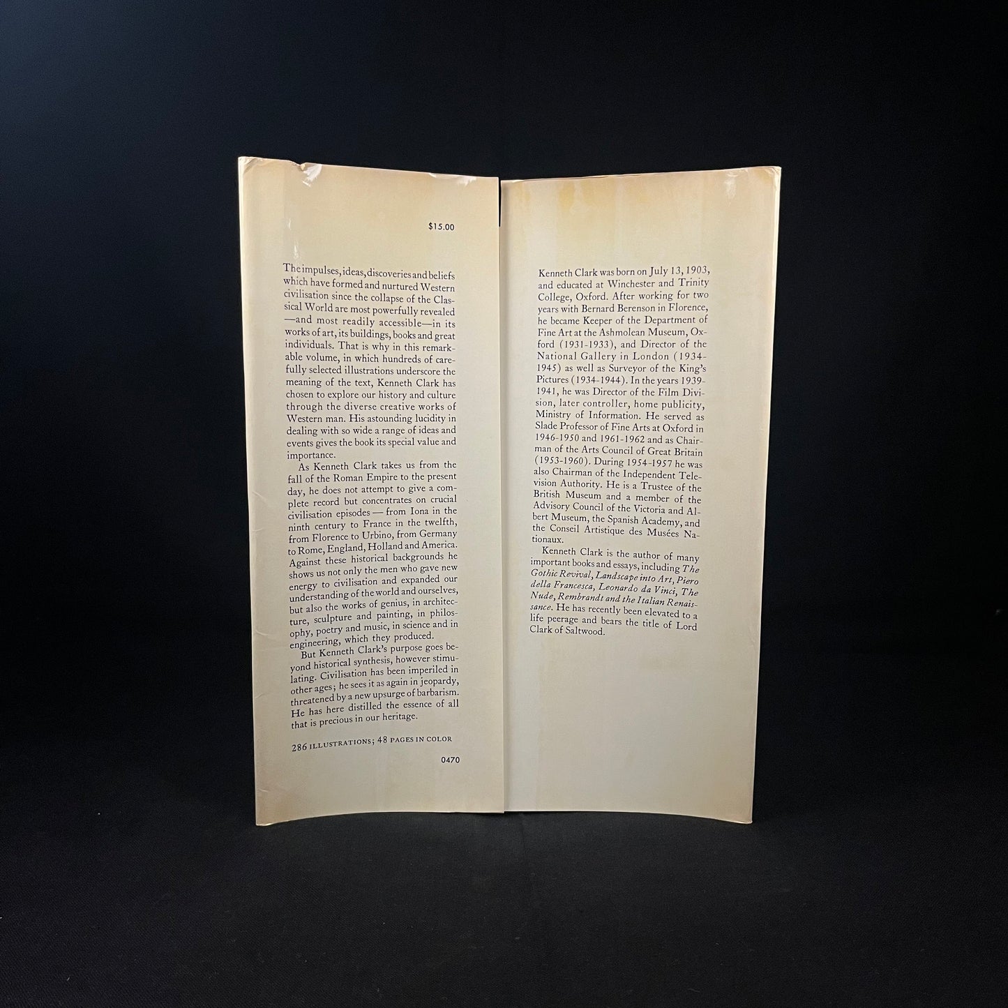 Early Printing - Civilisation: A Personal View by Kenneth Clark (1969) Vintage Hardcover Book